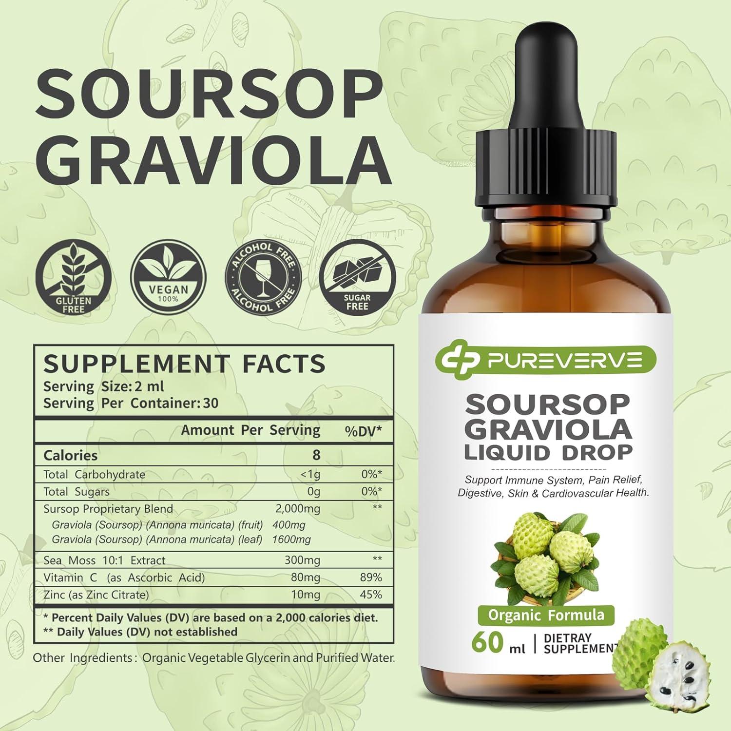 Gotas de Graviola Purever 59.15 ml - Soporte Inmunológico y Digestivo