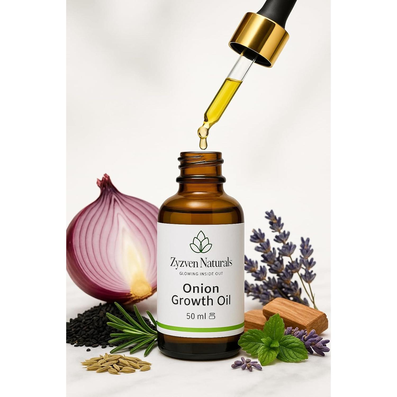 Aceite de Crecimiento de Cebolla Zyzven Naturals 50ml - Nutritivo para Cabello y Cuero Cabelludo