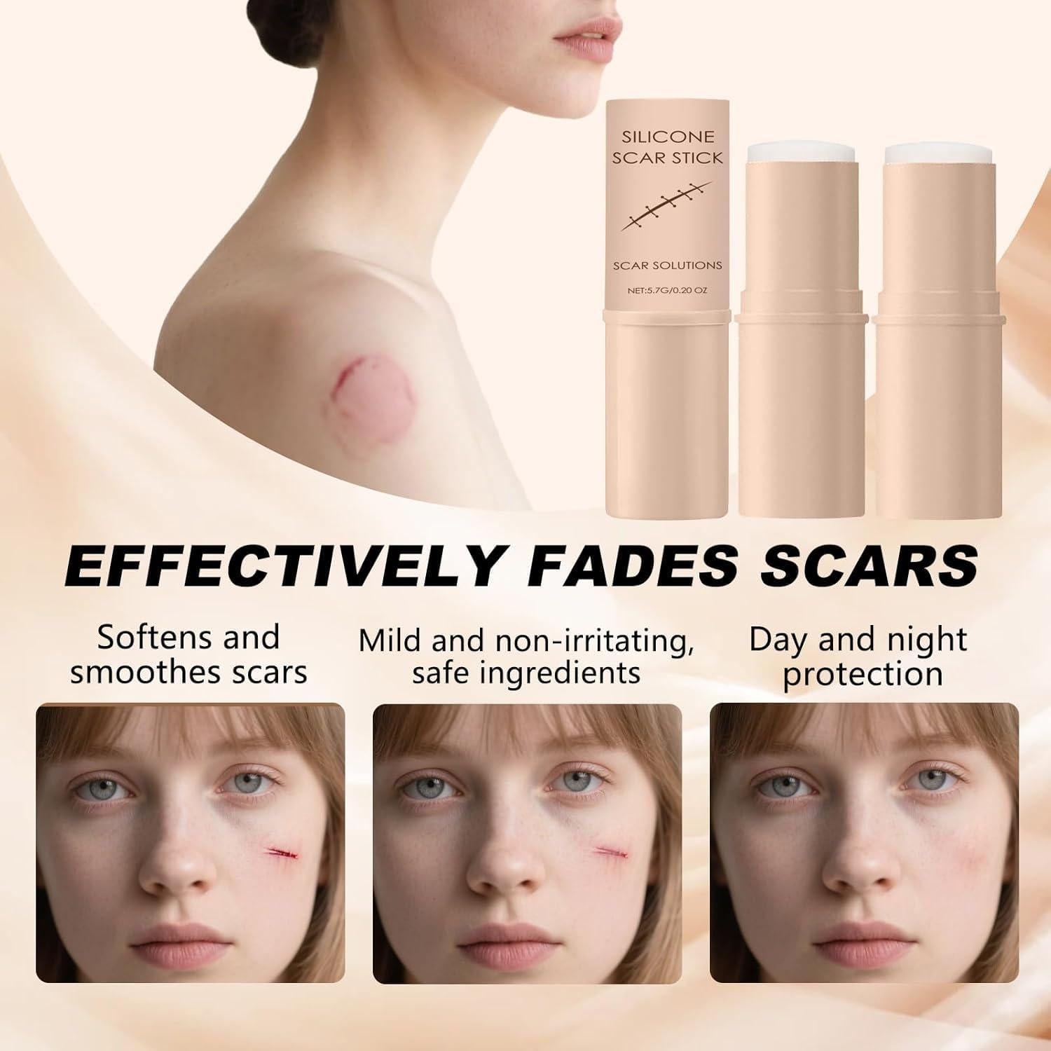 Stick de Silicona para Cicatrices Mecncat - 60% Silicona, 2 Unidades