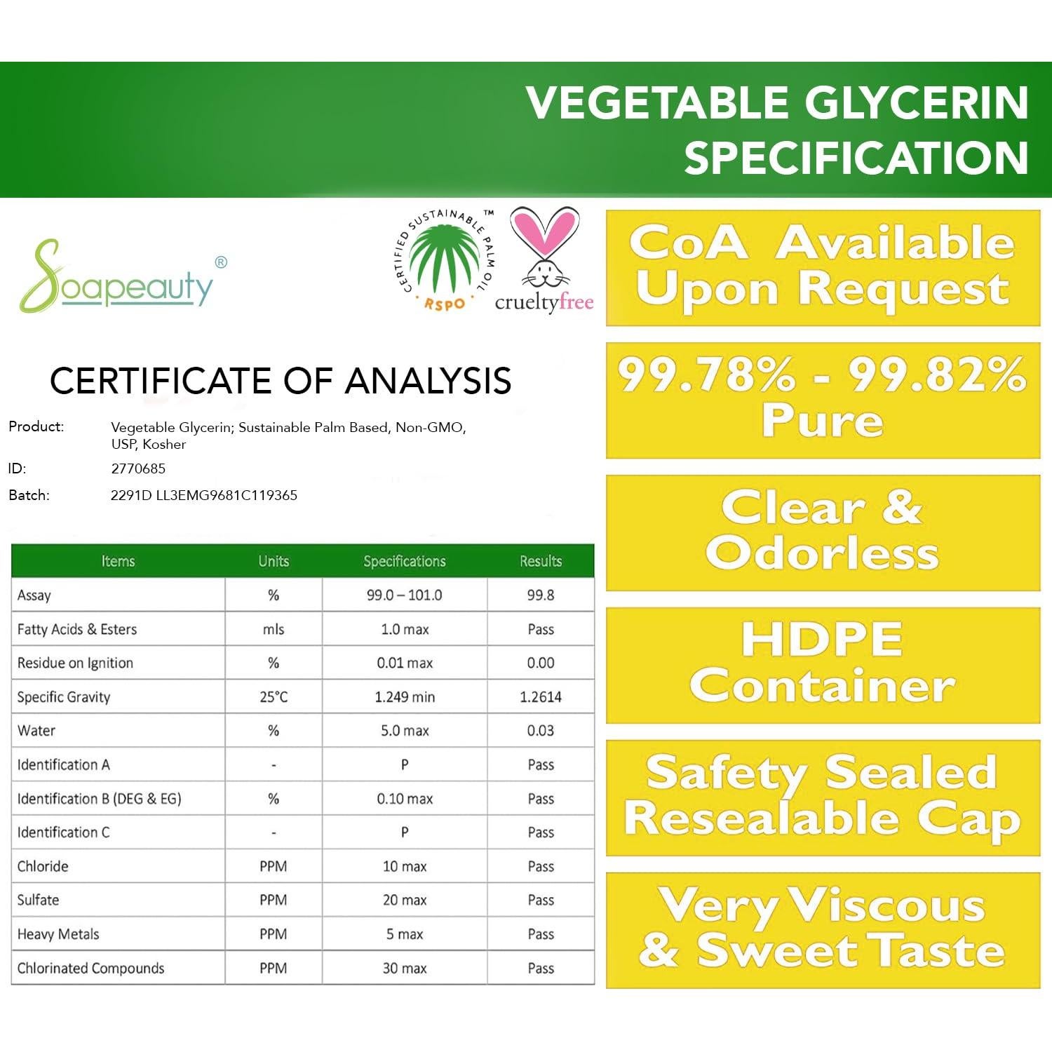 Glicerina Vegetal Soapeauty 100% Pura 0.95 L para Jabón y Piel