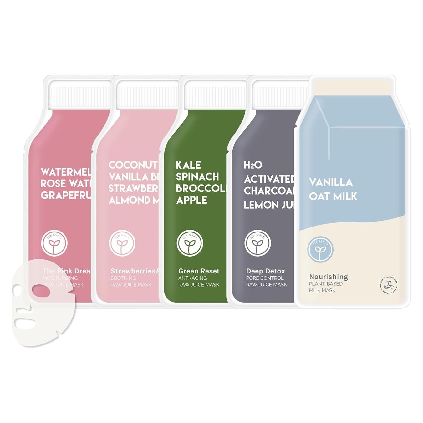 Set de Mascarillas Faciales ESW Belleza - 5 Paquetes Hidratantes