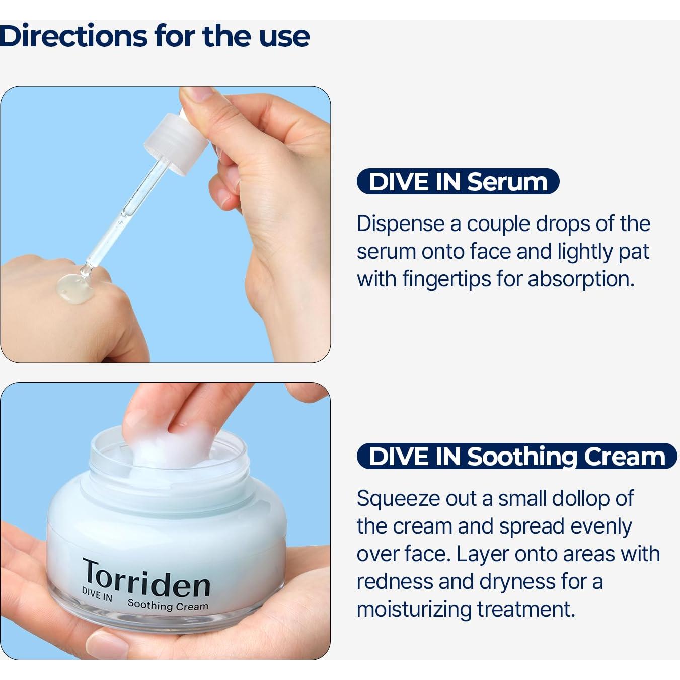 Set Cuidado Facial Torriden DIVE IN: Serum 50 ml + Crema 100 ml