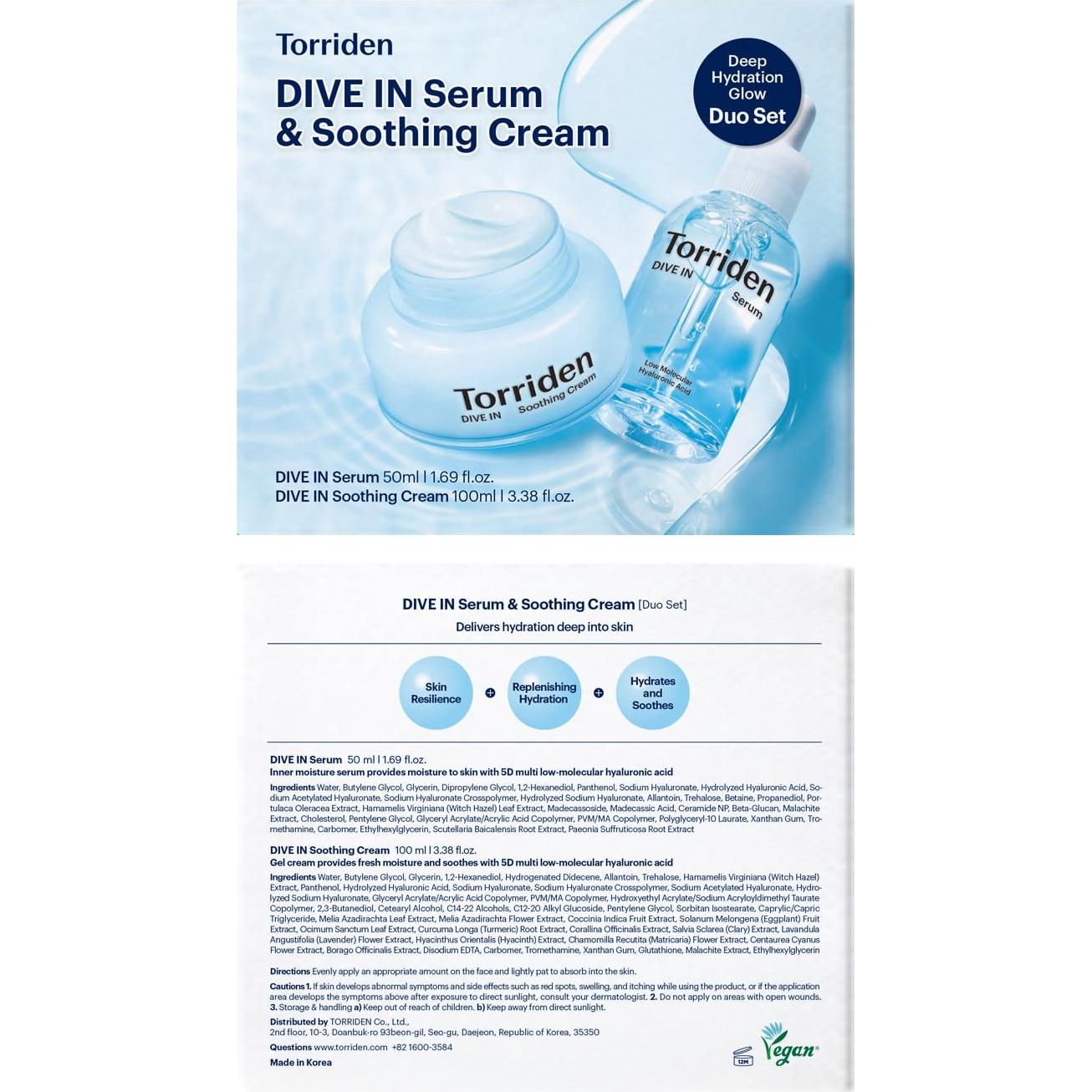 Set Cuidado Facial Torriden DIVE IN: Serum 50 ml + Crema 100 ml