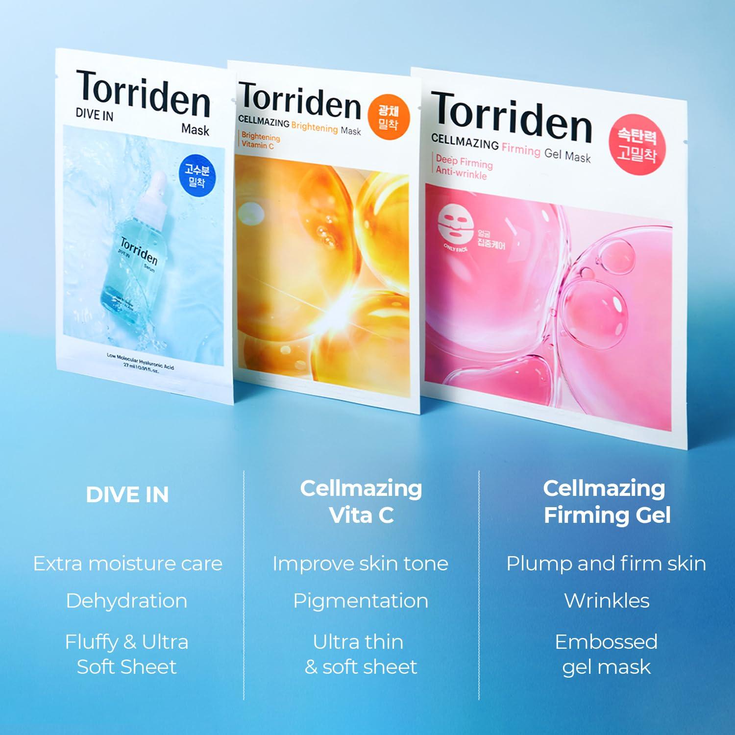 Conjunto de Mascarillas Faciales Torriden - 15 Hojas Hidratantes