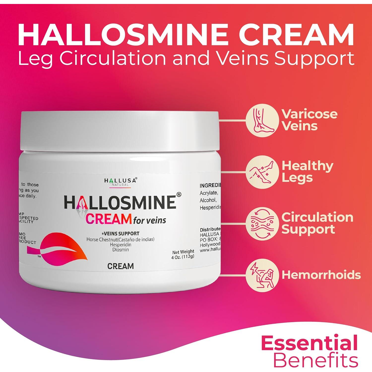 Crema para Venas Varicosas Hallosmine + 60 Cápsulas Suplemento
