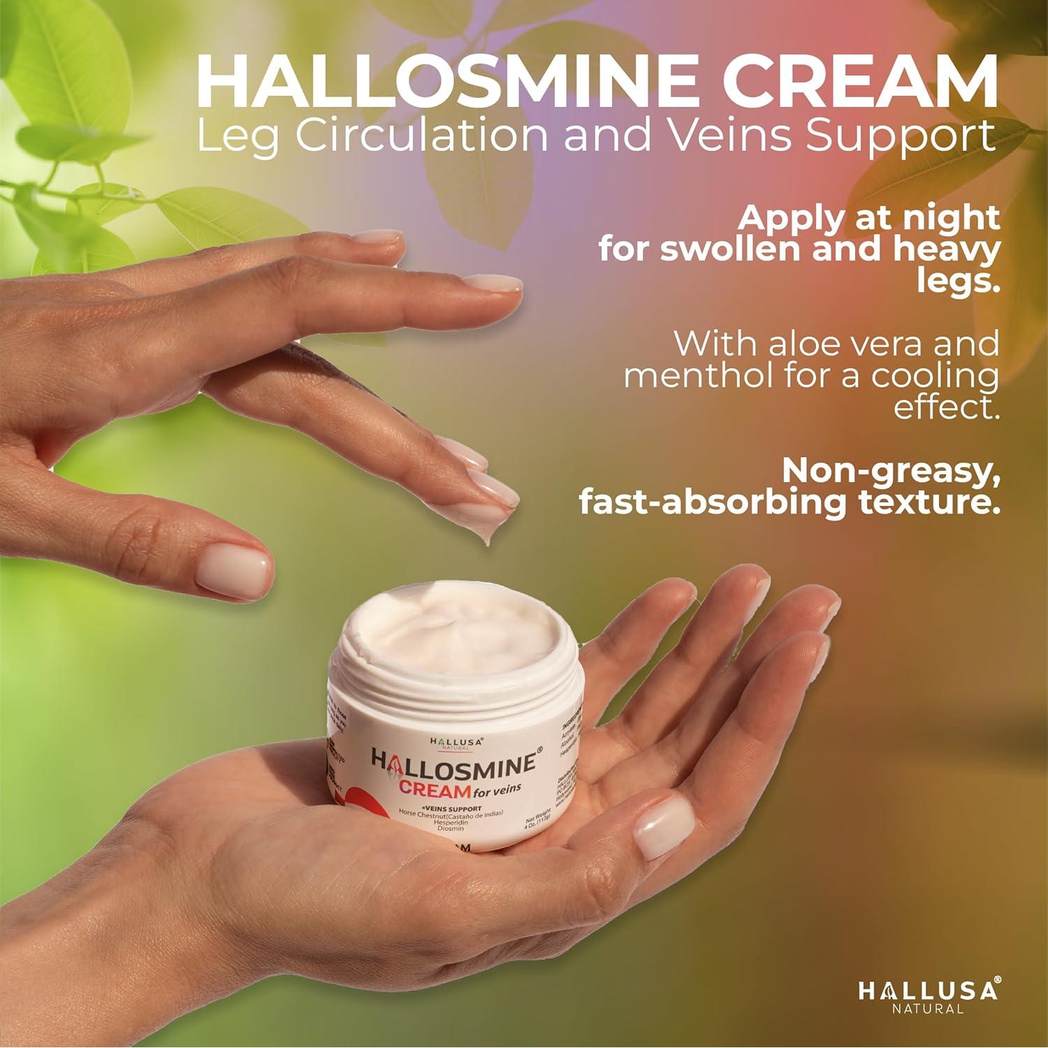 Crema para Venas Varicosas Hallosmine + 60 Cápsulas Suplemento
