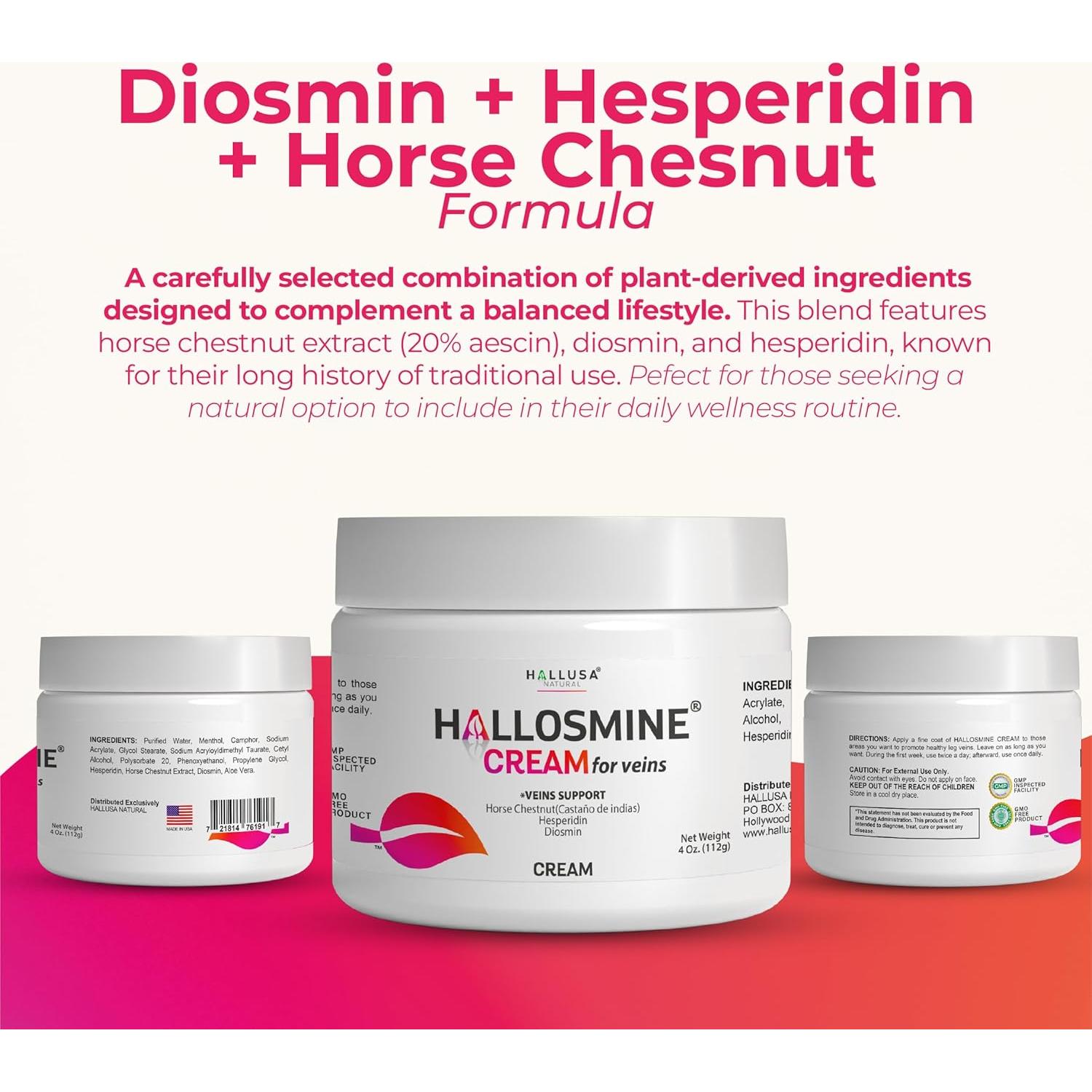 Crema para Venas Varicosas Hallosmine + 60 Cápsulas Suplemento