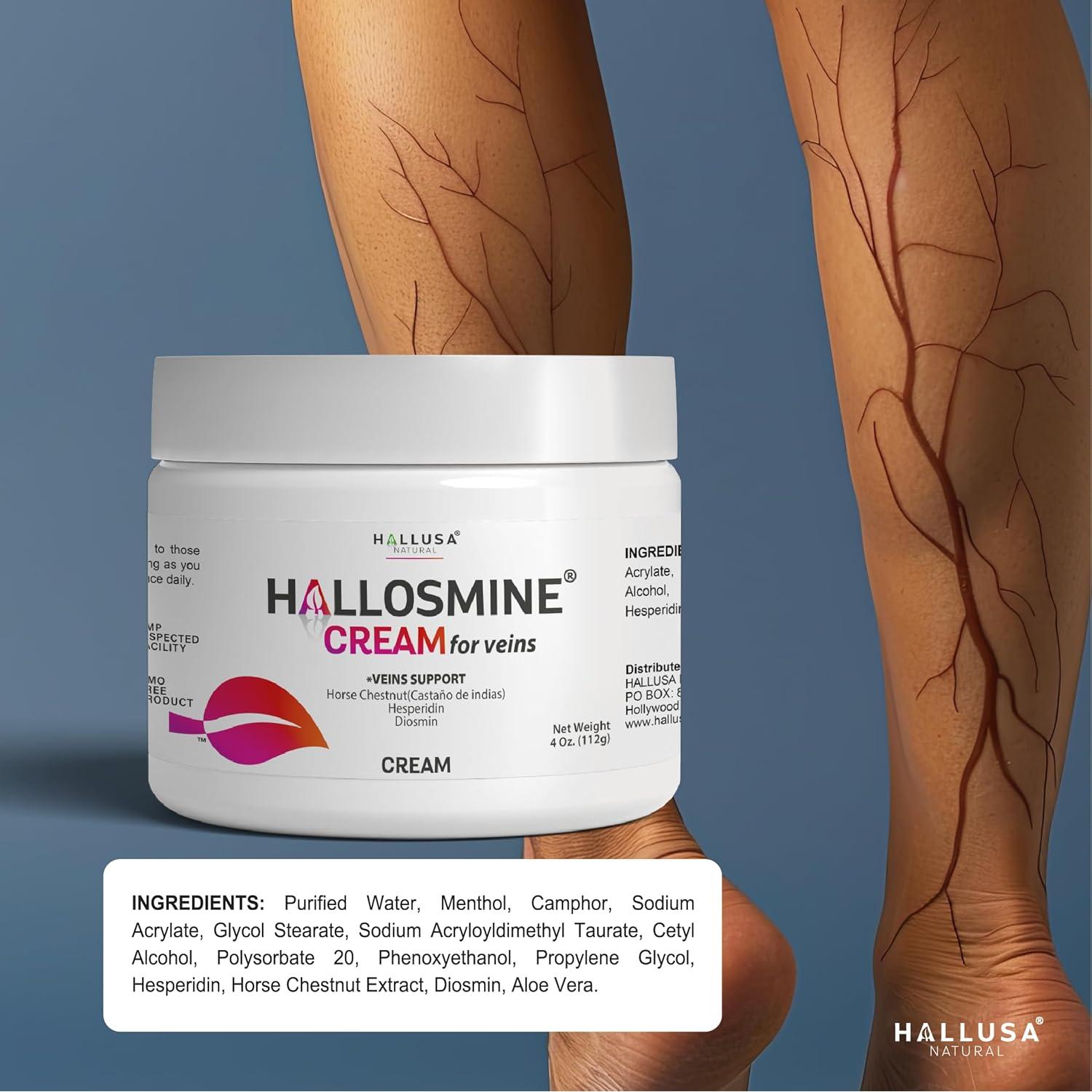 Crema para Venas Varicosas Hallosmine + 60 Cápsulas Suplemento
