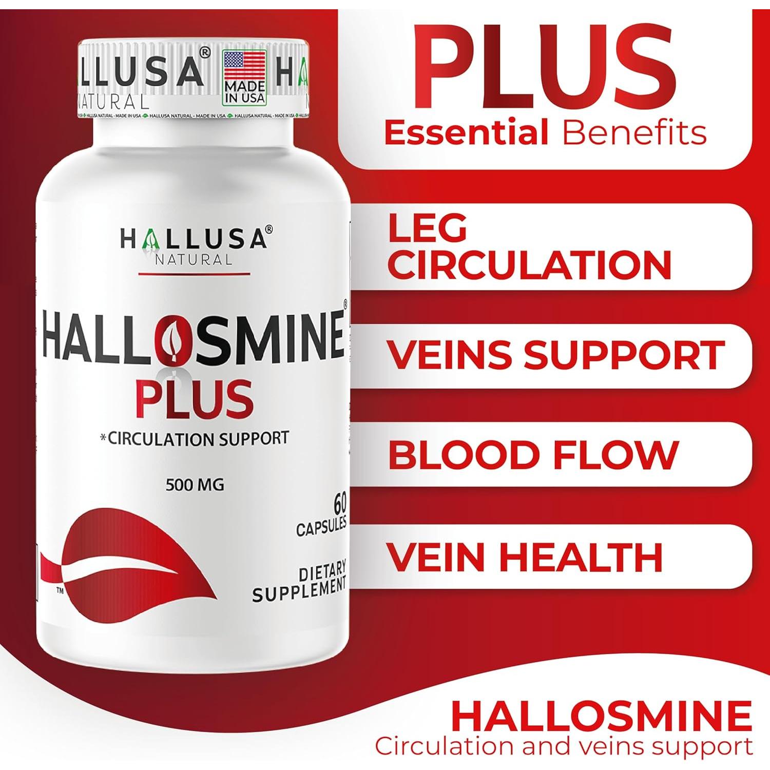 Hallosmine Plus 500mg Diosmina - Suplemento Circulación 120 Cápsulas + Crema 113g Gratis