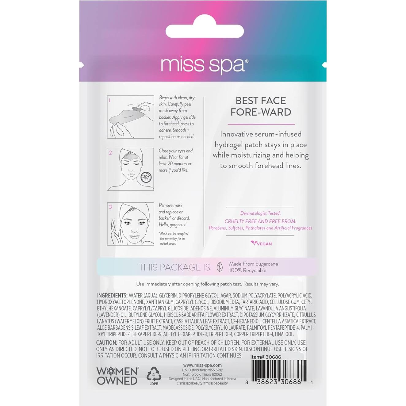 Parches Hidratantes Antienvejecimiento MISS SPA para Frente - 4 Unidades