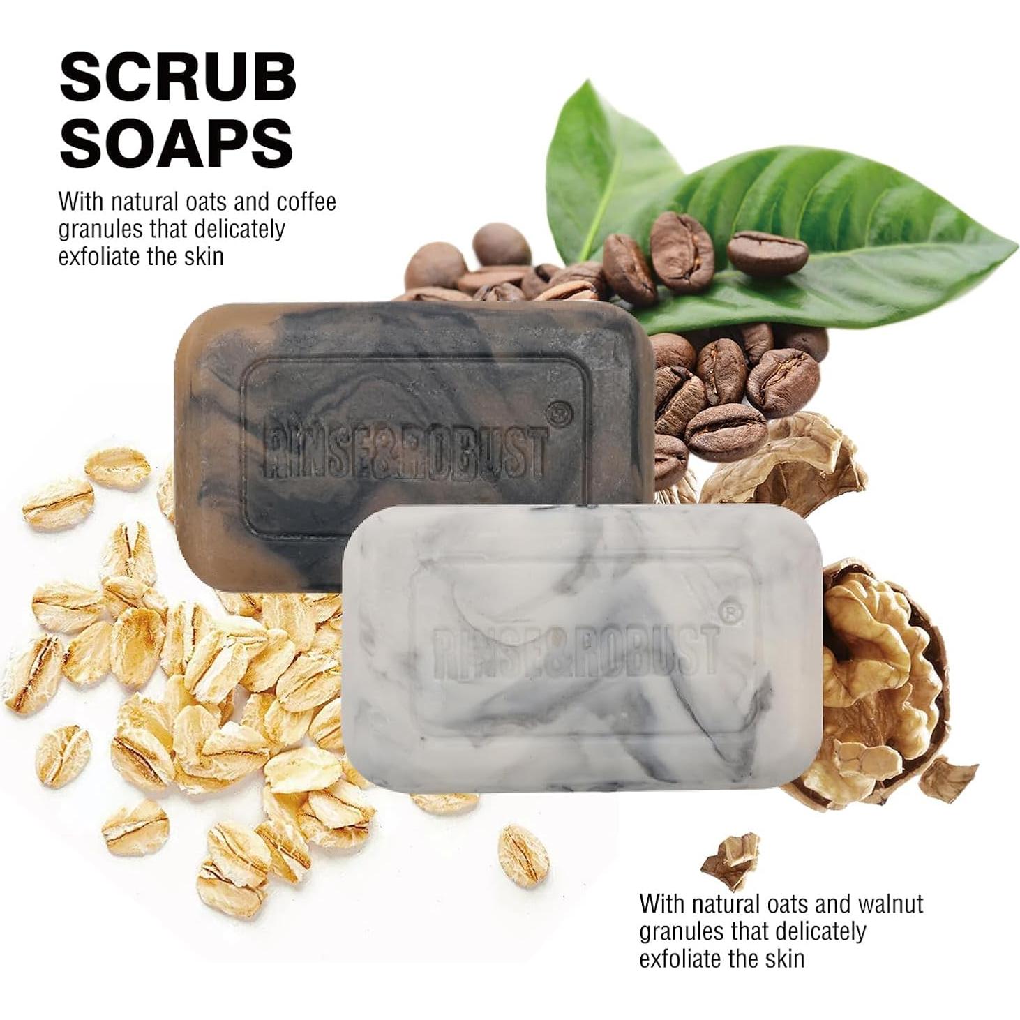 Set de Jabones Exfoliantes Rinse & Robust para Hombres 4 en 1