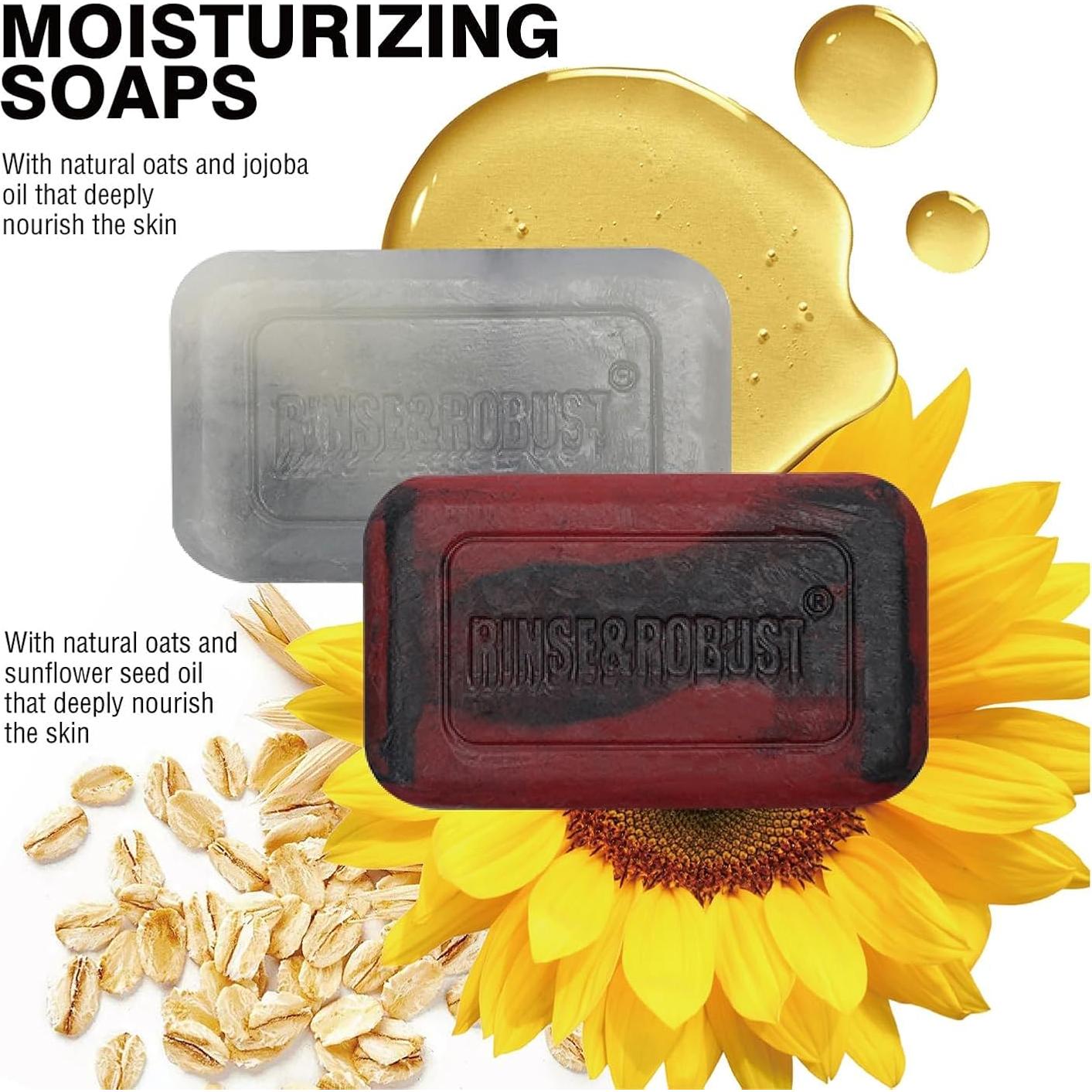 Set de Jabones Exfoliantes Rinse & Robust para Hombres 4 en 1