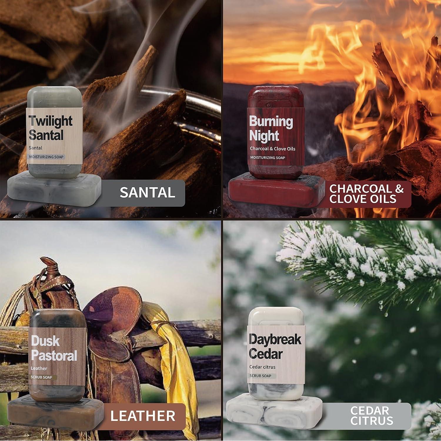 Set de Jabones Exfoliantes Rinse & Robust para Hombres 4 en 1