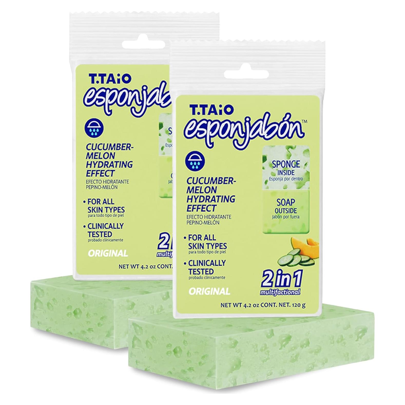 Esponja de Jabón T.Taio Exfoliante Pepino y Melón 2 en 1