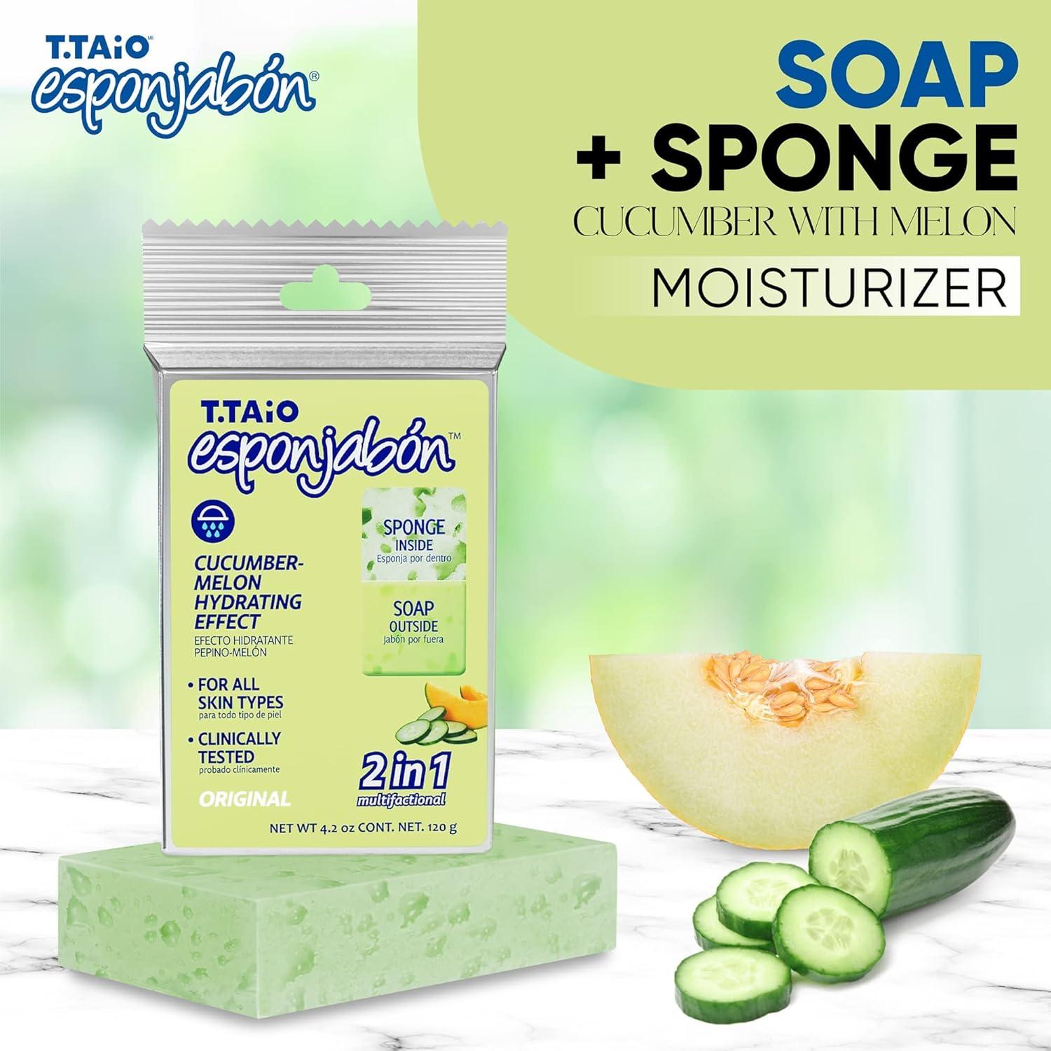 Esponja de Jabón T.Taio Exfoliante Pepino y Melón 2 en 1