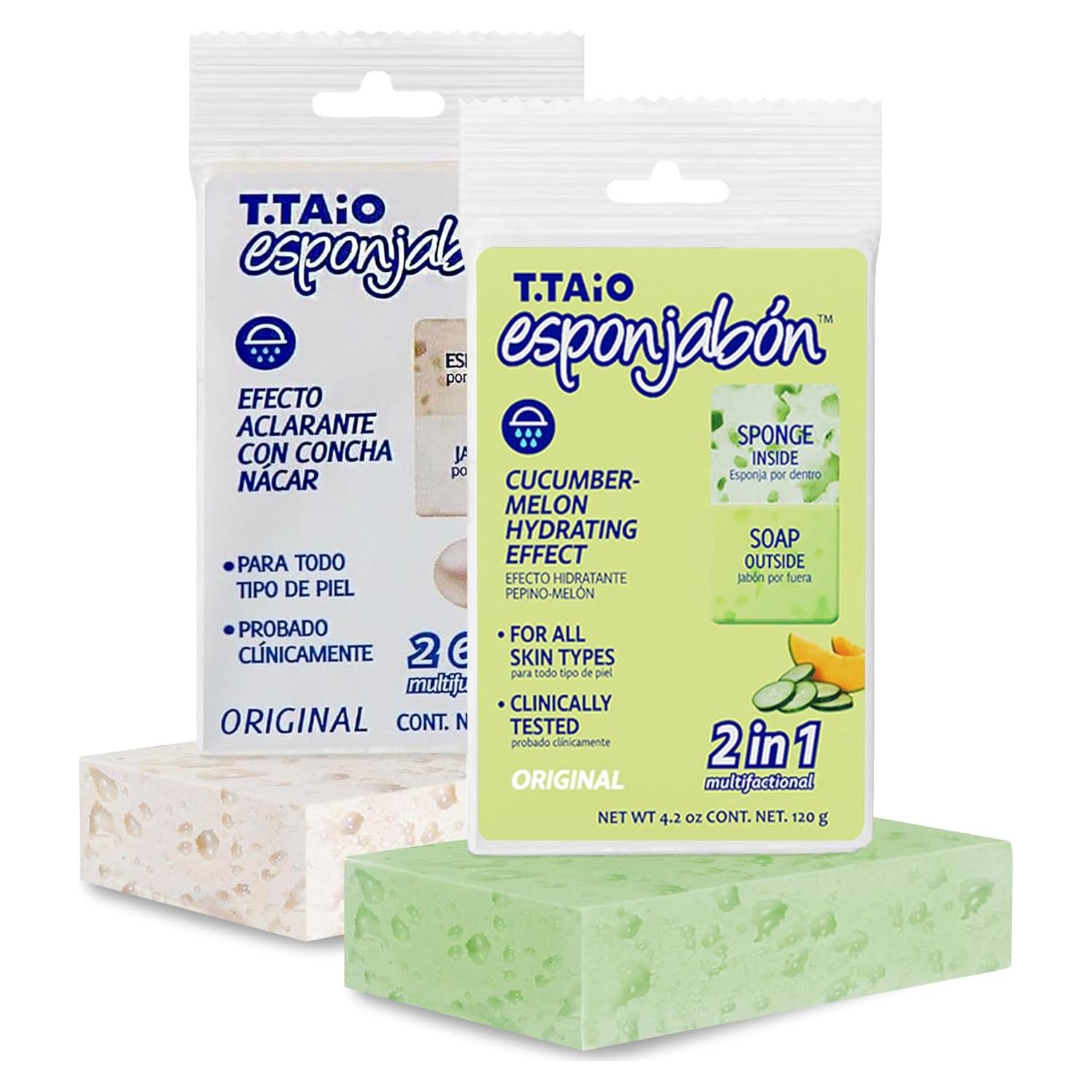 Esponja Jabón T.Taio Madre de Perla y Melón 2-Pack