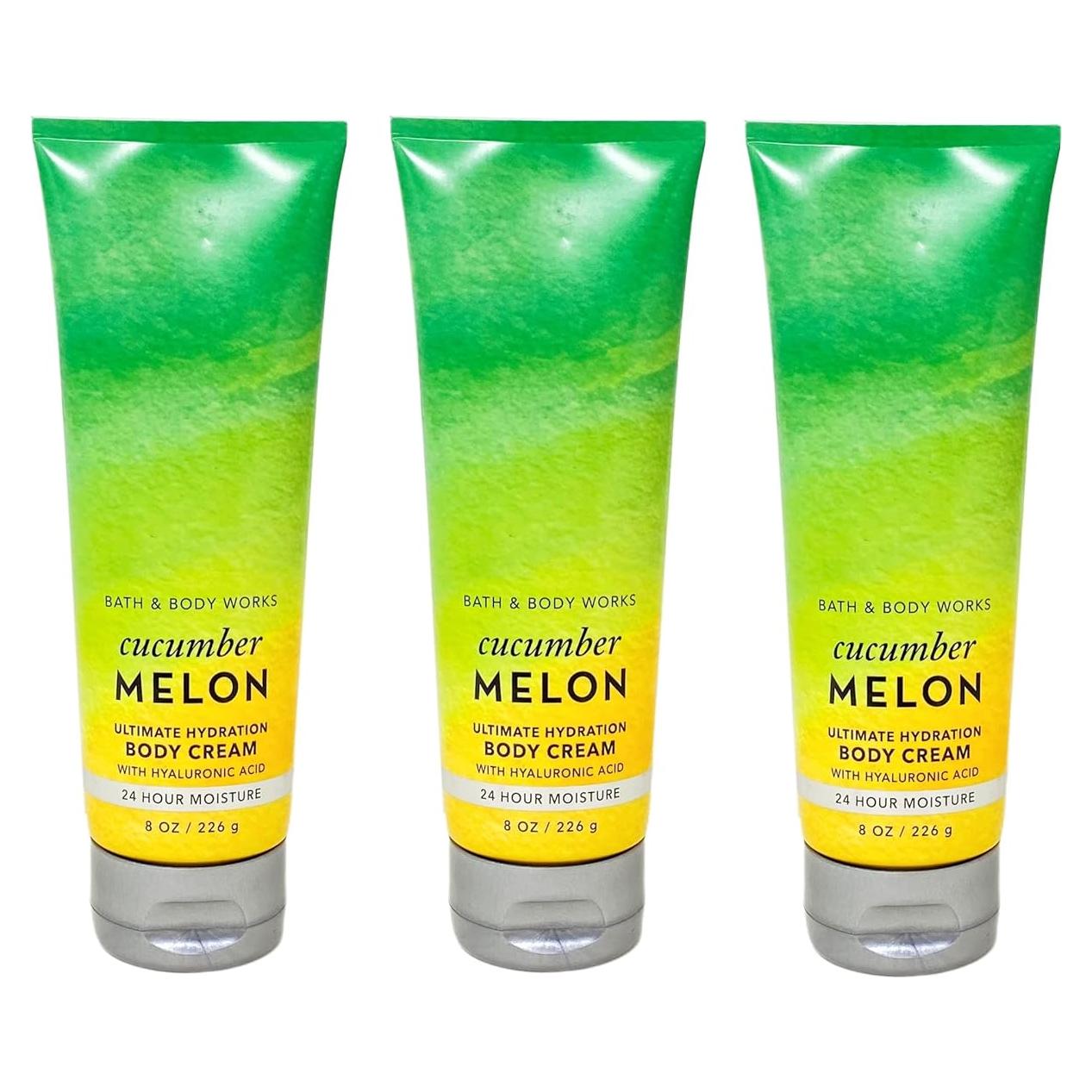 Paquete de 3 Cremas Corporales Hidratantes Melón y Pepino Bath & Body Works