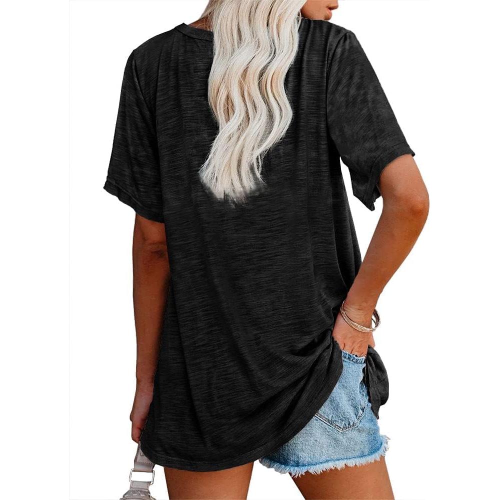 Camiseta de V Cuello Imesrun para Mujeres - Manga Corta, Casual, con Bolsillo