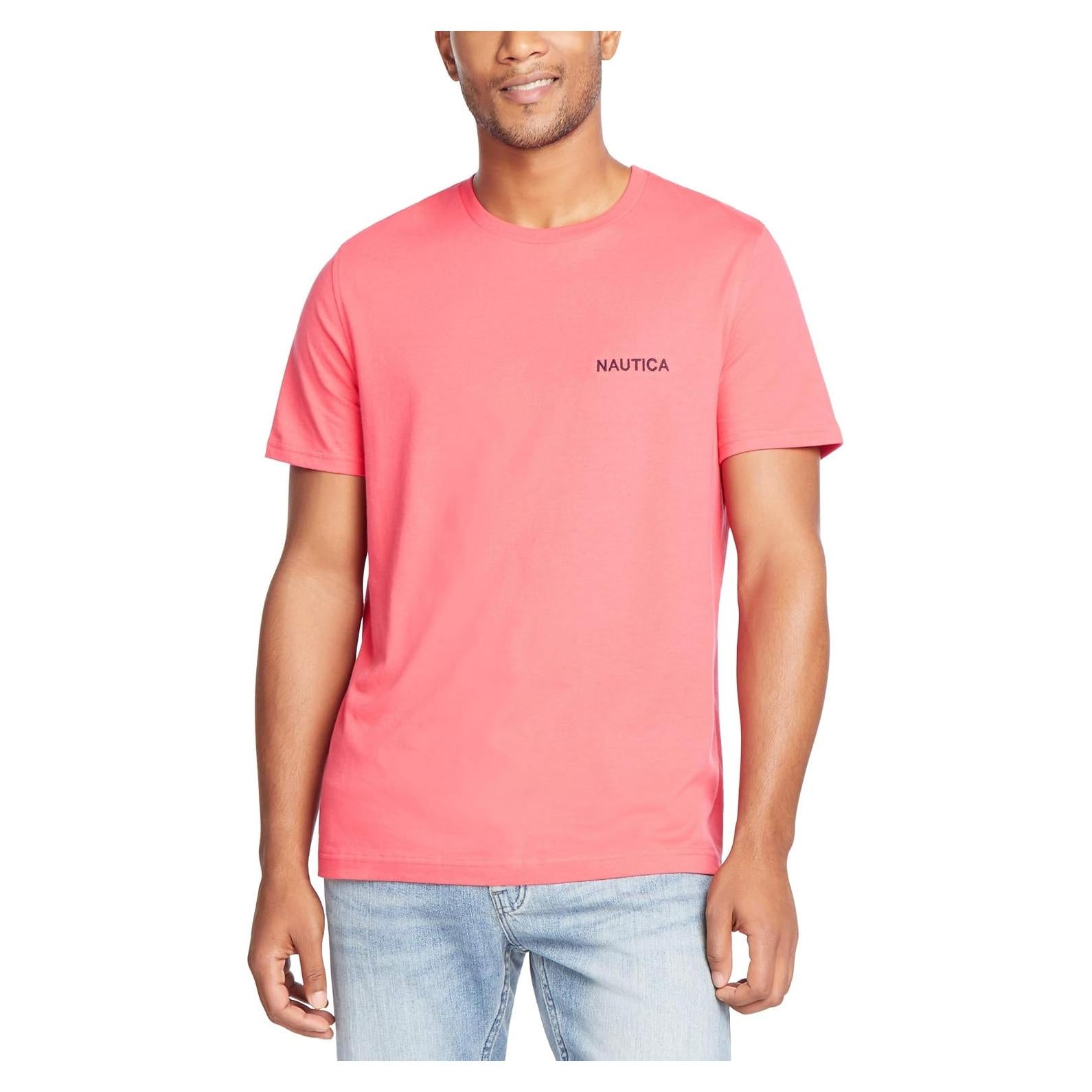 Camiseta Nautica de Cuello Redondo Manga Corta Melón Berry