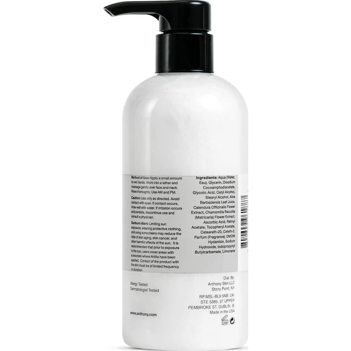 Limpiador Facial Exfoliante Glycolico Anthony 473 ml para Hombres