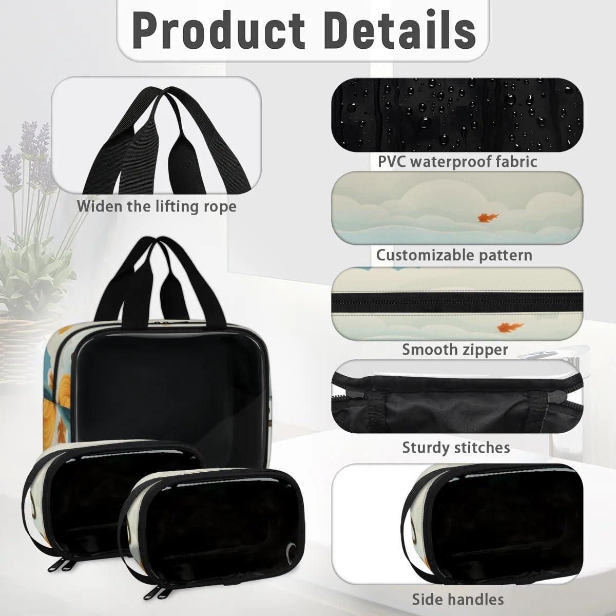 Juego de 3 Bolsas de Maquillaje de Viaje Gublec - Impermeables