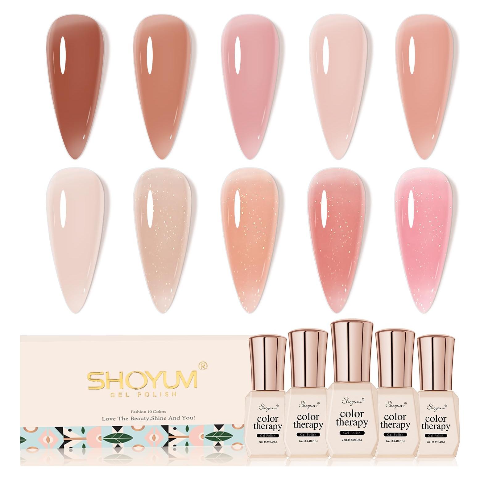 Kit de Esmalte de Uñas Gel SHOYUM 10 Colores 7ml Brillante