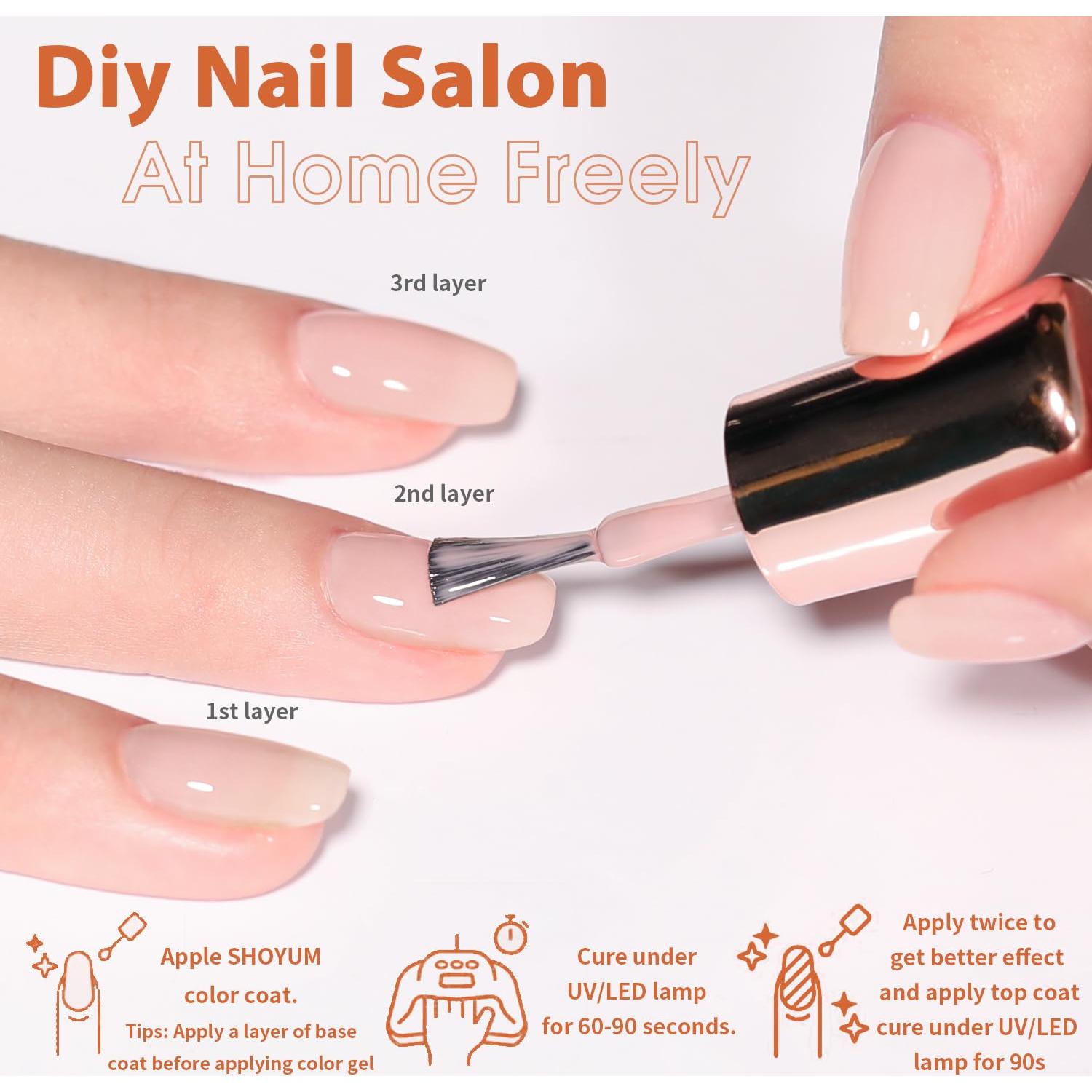 Kit de Esmalte de Uñas Gel SHOYUM 10 Colores 7ml Brillante