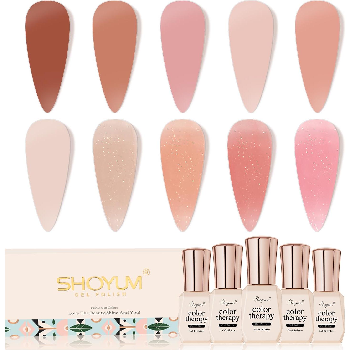 Kit de Esmalte de Uñas Gel SHOYUM 10 Colores 7ml Brillante