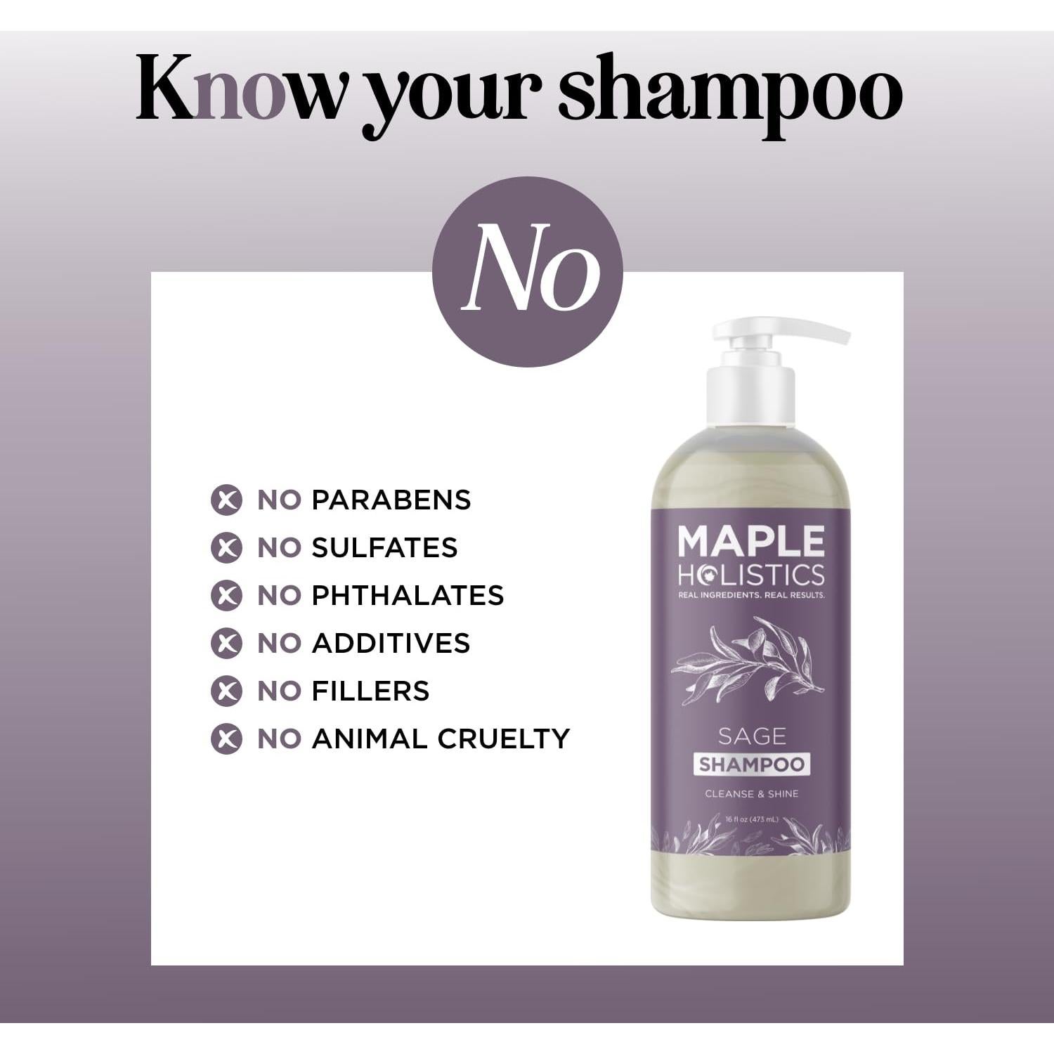 Champú de Salvia y Romero Maple Holistics 473ml Sin Sulfatos