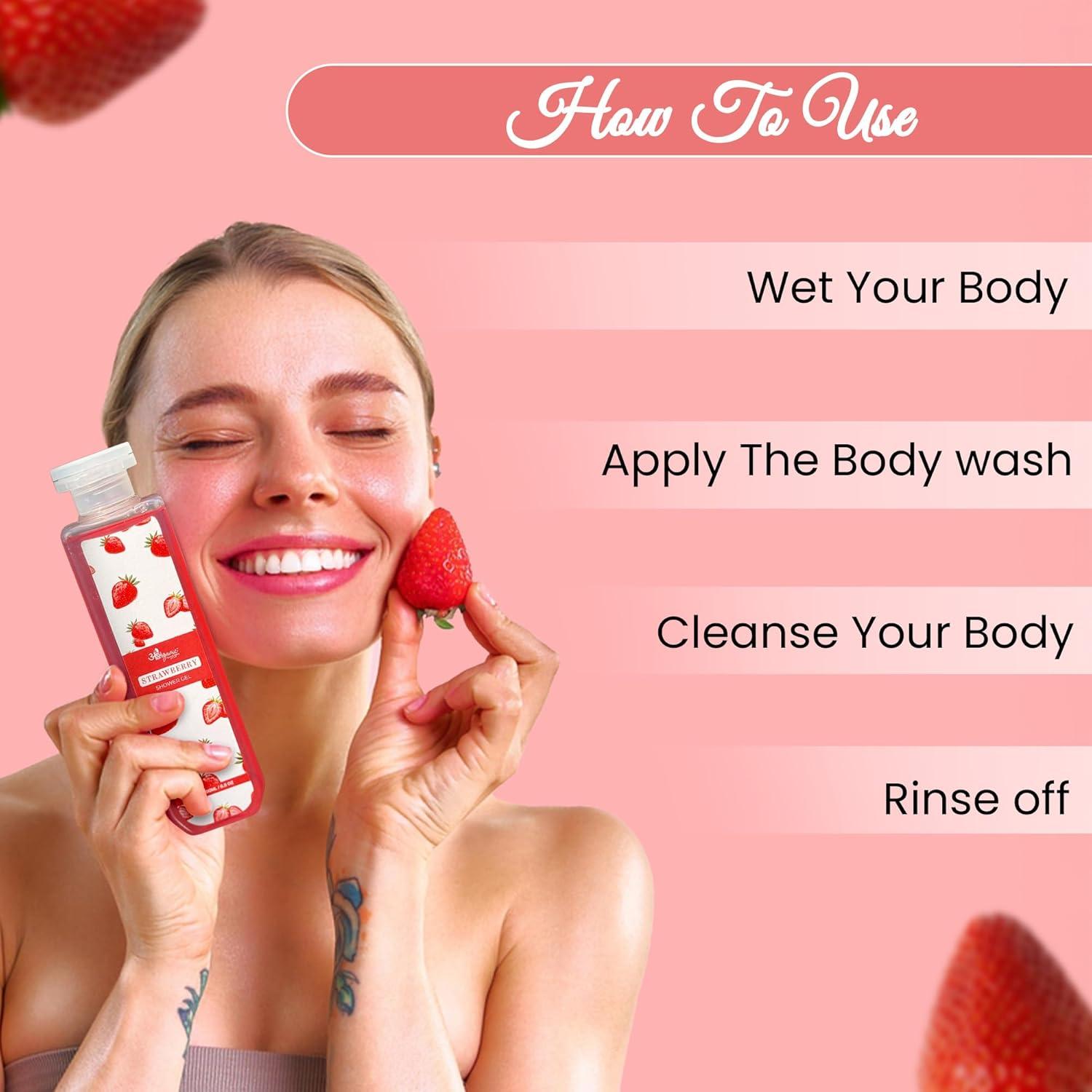 Gel de Ducha 200 ml ANSHGANIC Fresa y Orquídea Negra Hidratante