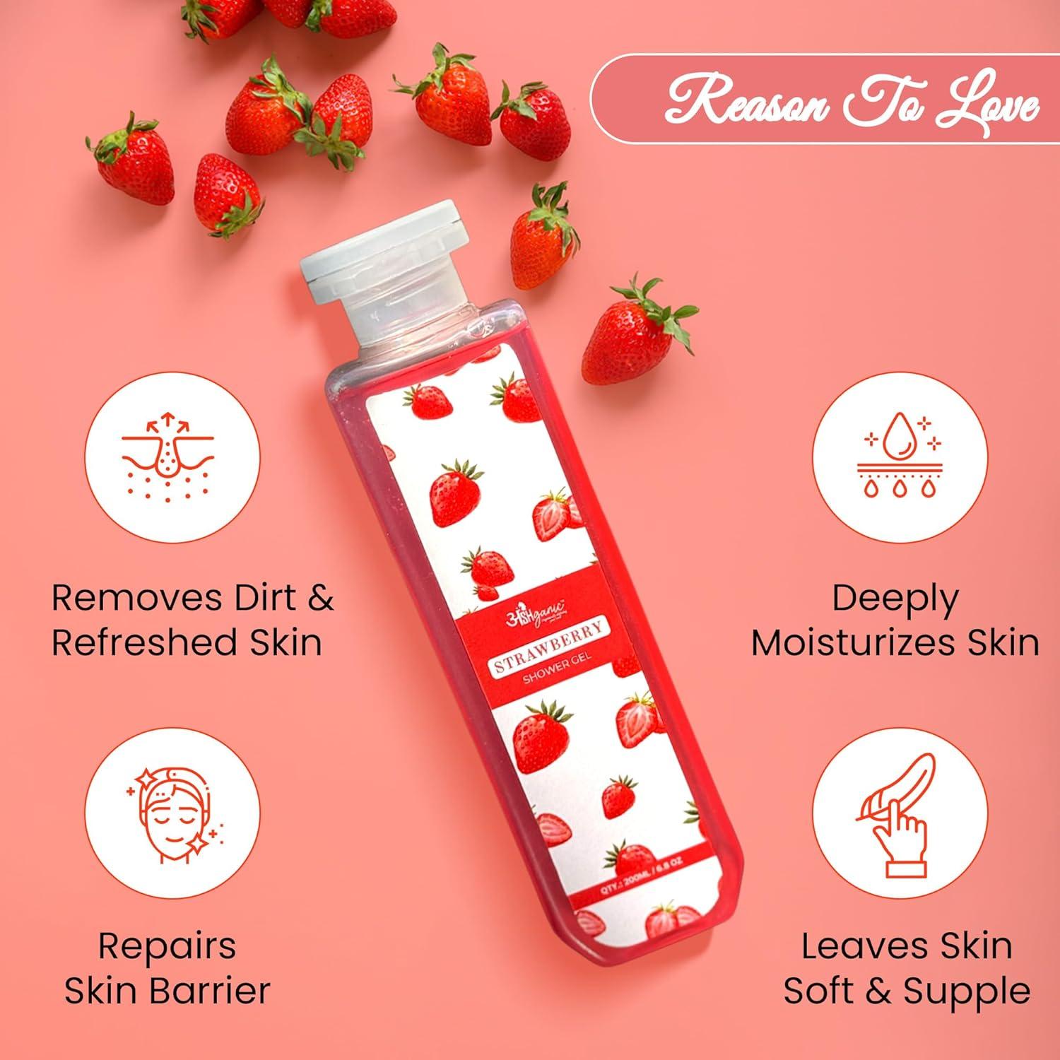 Gel de Ducha 200 ml ANSHGANIC Fresa y Orquídea Negra Hidratante