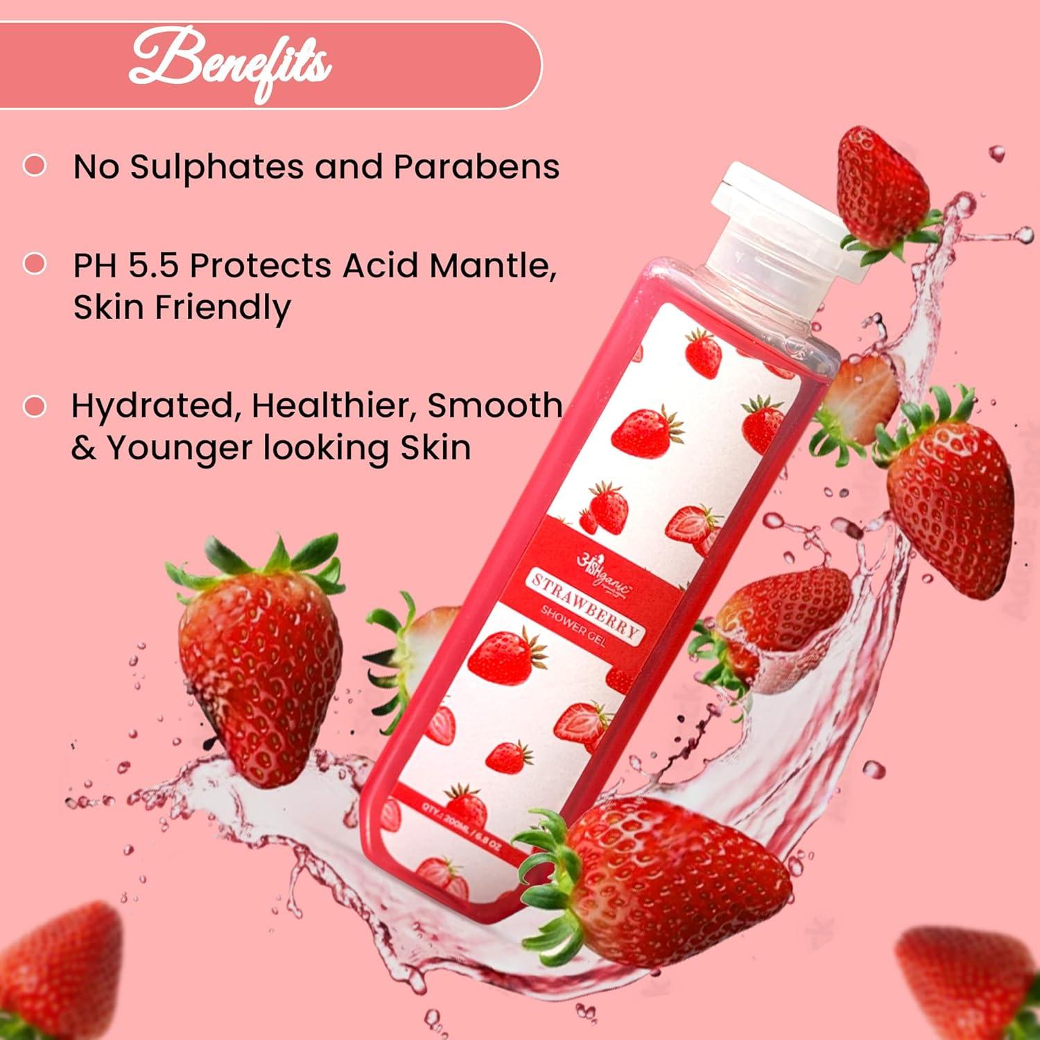 Gel de Ducha 200 ml ANSHGANIC Fresa y Orquídea Negra Hidratante