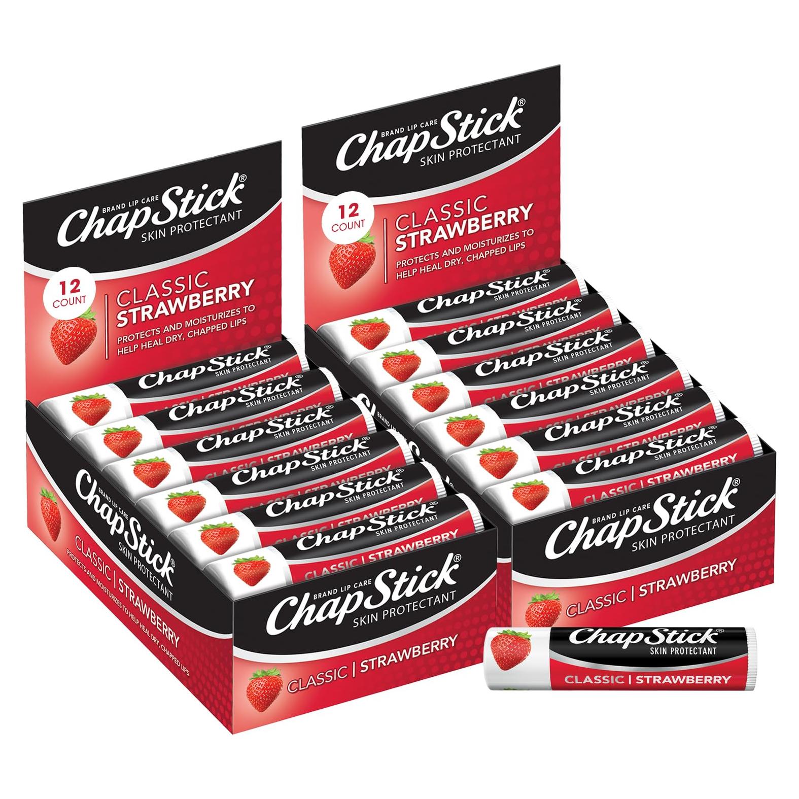 Bálsamo Labial ChapStick Fresa 24 Unidades 4.25g Hidratante