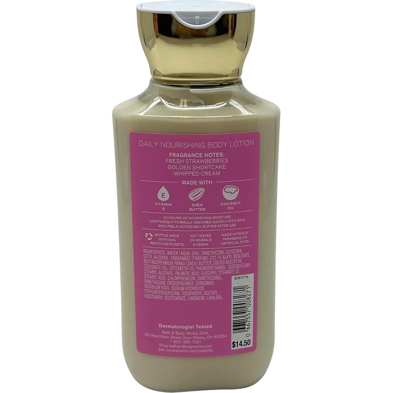 Loción Corporal Nutritiva Bath & Body Works Pastel de Fresa - 3x236mL