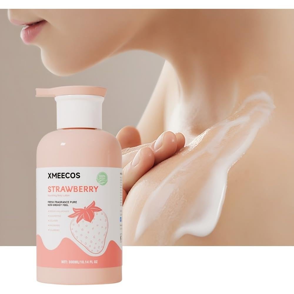 Loción Corporal Nutritiva XMEECOS 300ml Fresa Colágeno Niacinamida