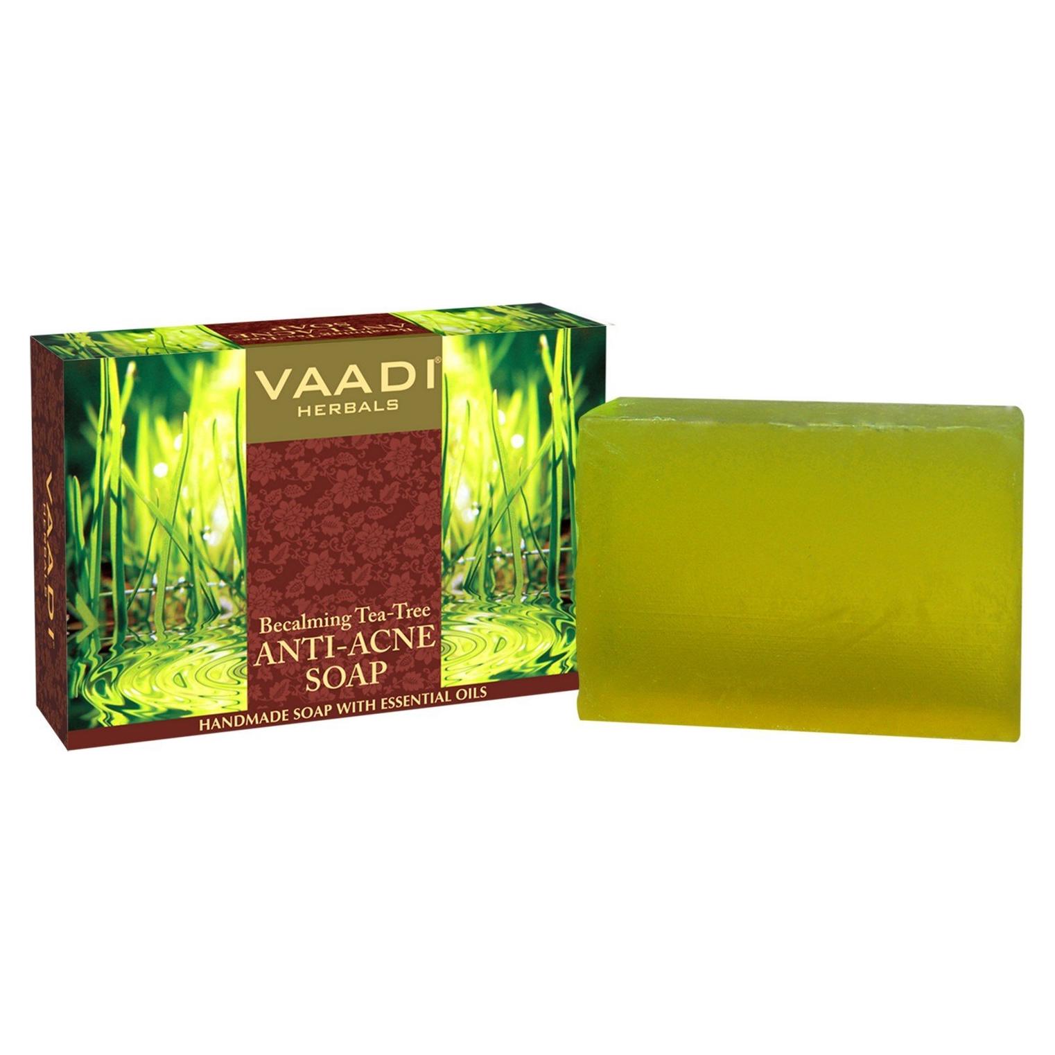 Jabón de baño natural Vaadi Herbals con aceite de árbol de té - 6 unidades de 75g