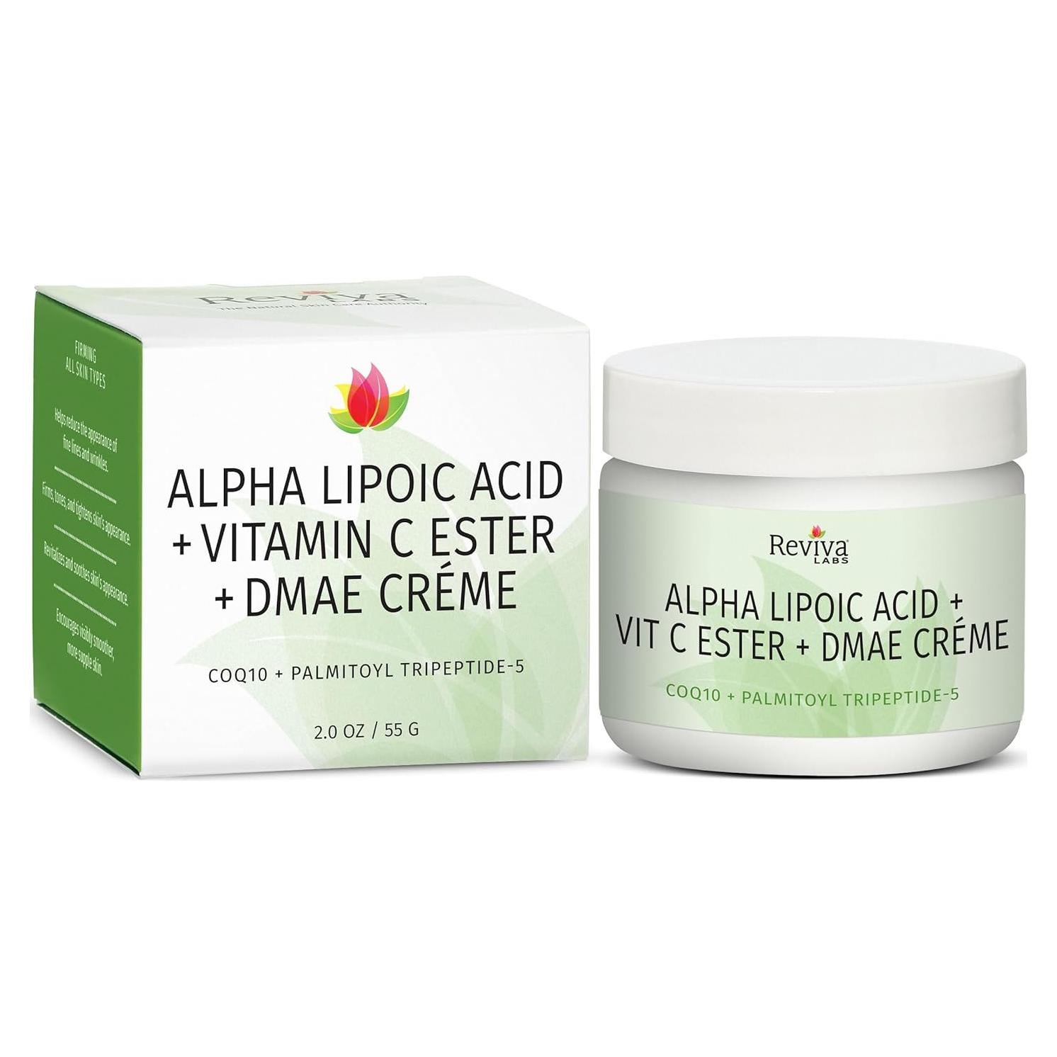 Crema Antienvejecimiento Reviva Labs con Ácido Lipoico y DMAE 56.7g