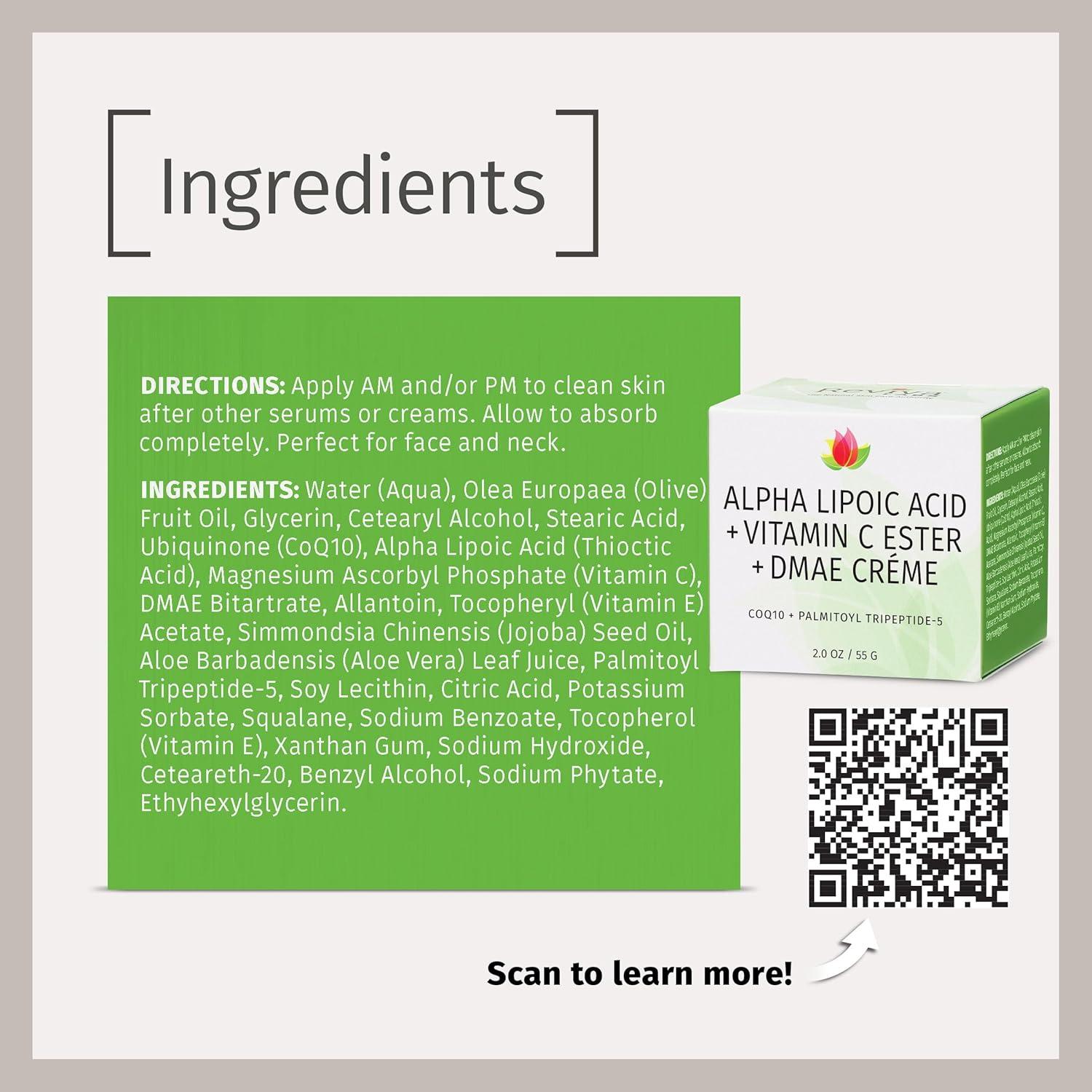 Crema Antienvejecimiento Reviva Labs con Ácido Lipoico y DMAE 56.7g