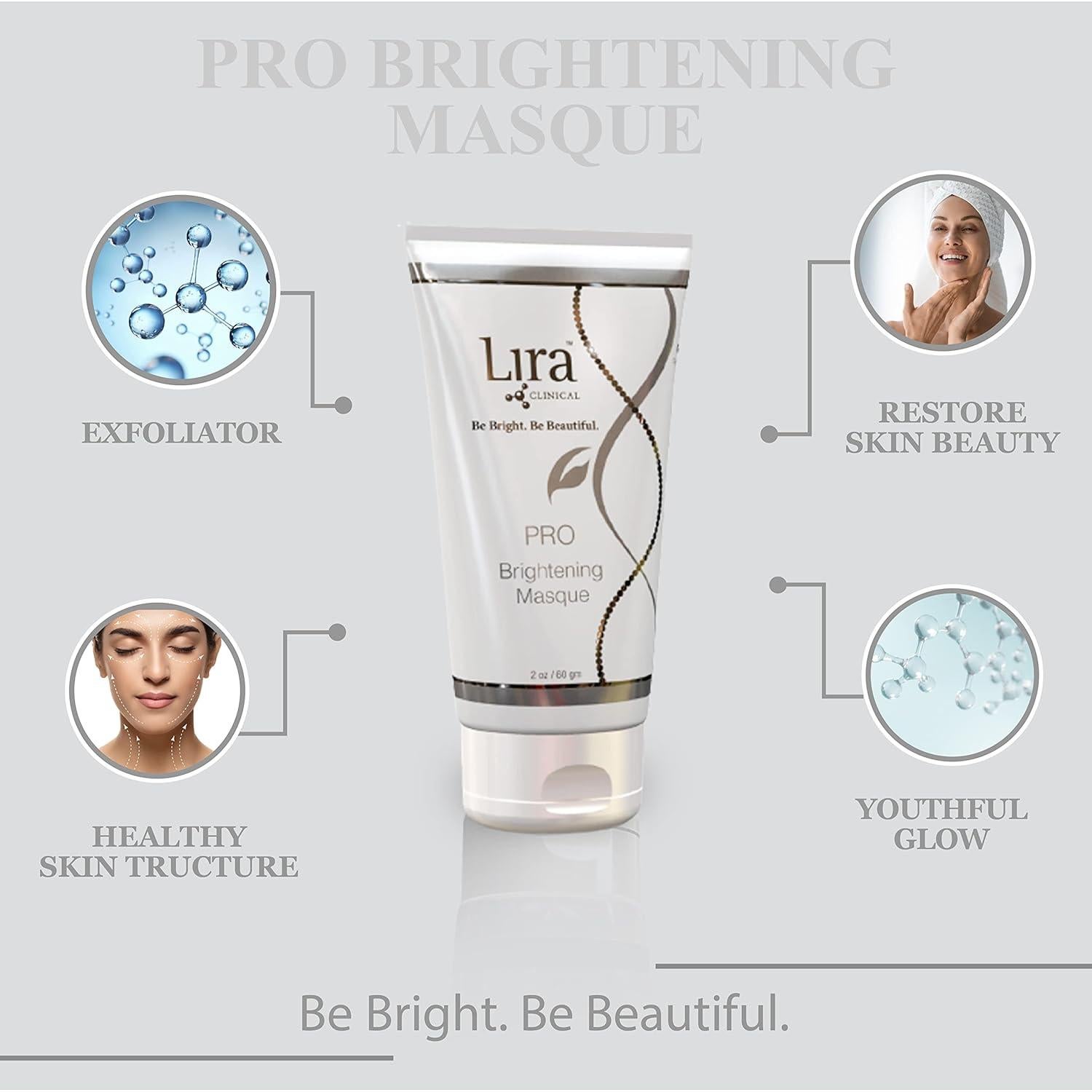 Mascarilla Iluminadora Lira Clinical 59 ml - Hidratante con Vitamina C y Ácido Hialurónico