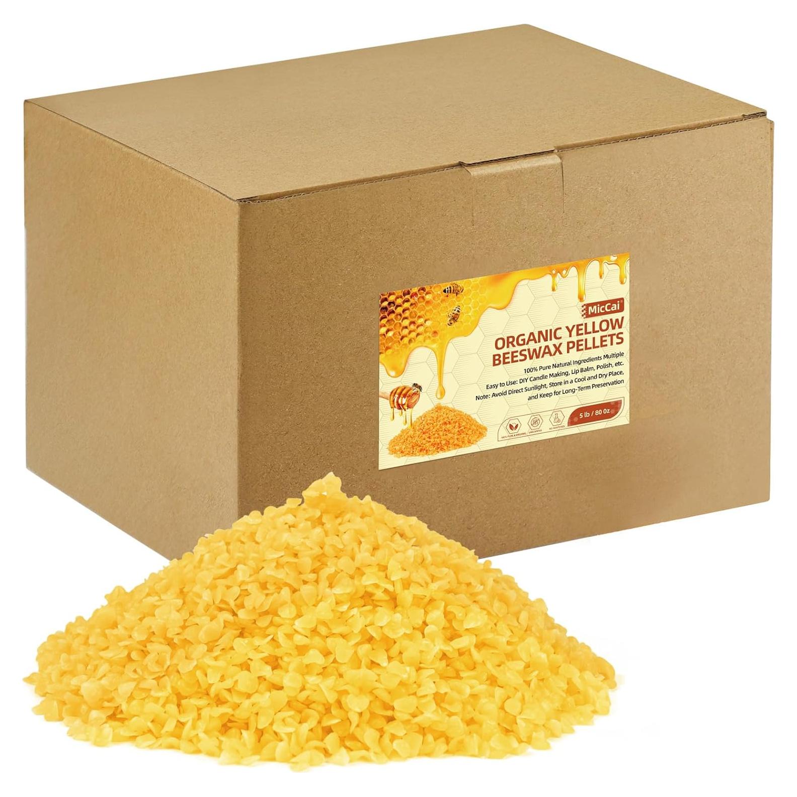 Pellets de Cera de Abeja Natural MicCai 2.27kg Amarilla