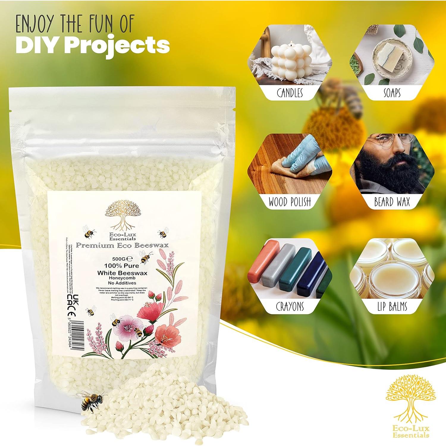 Pellets de Cera de Abeja 100% Pura 0.49kg para Cuidado de Piel