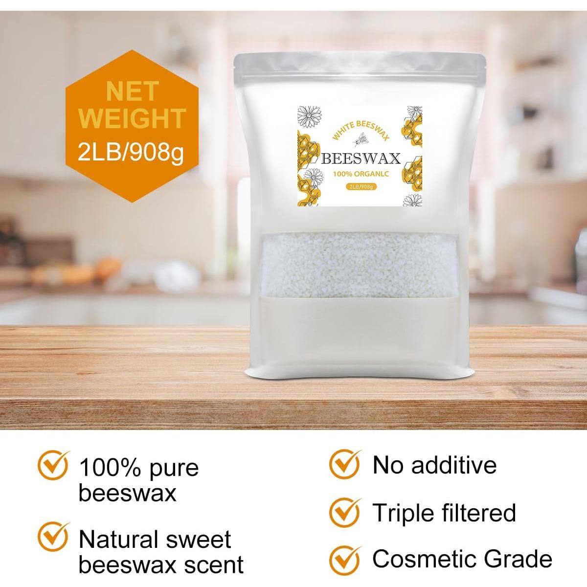 Pellets de Cera de Abeja Orgánica 0.91 kg Amastika para Velas y Cuidado de la Piel