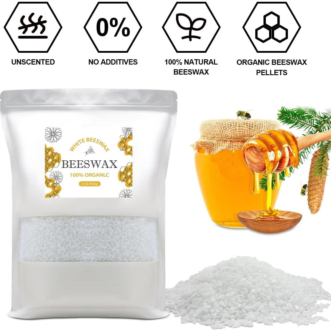 Pellets de Cera de Abeja Orgánica 0.91 kg Amastika para Velas y Cuidado de la Piel
