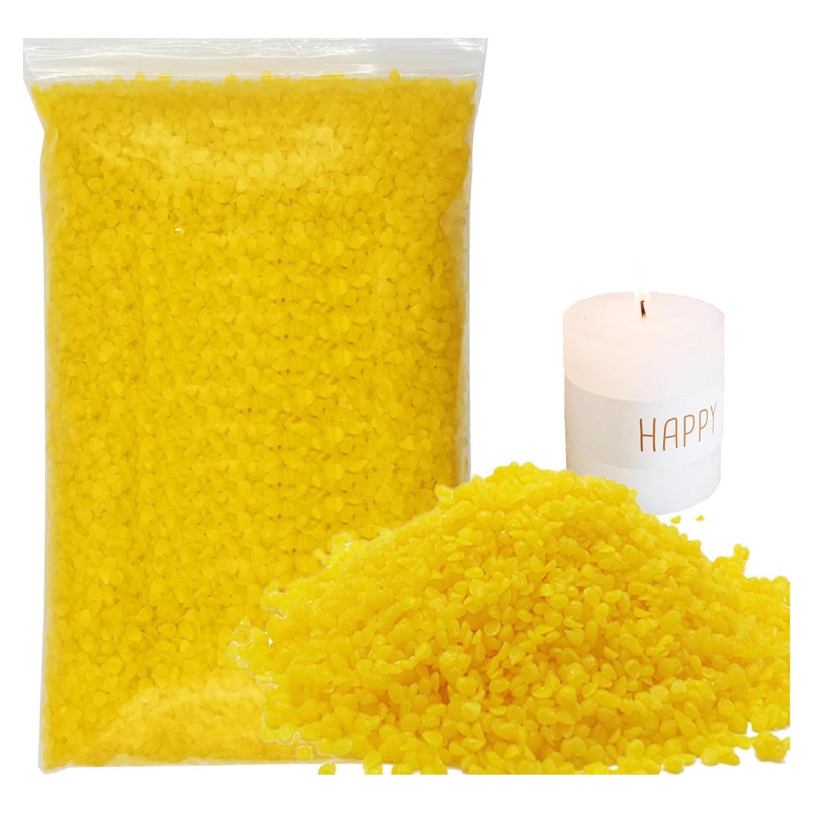 Gránulos de Cera de Abeja Amarilla AHSNYLC 448g para Velas y Cosméticos