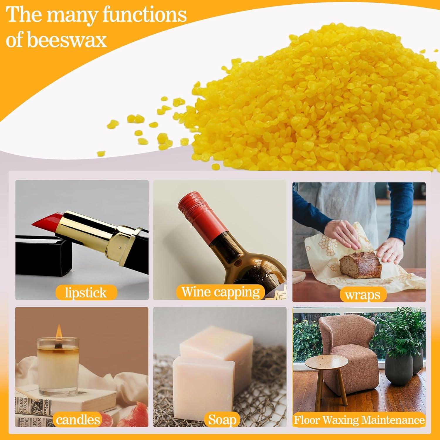 Gránulos de Cera de Abeja Amarilla AHSNYLC 448g para Velas y Cosméticos