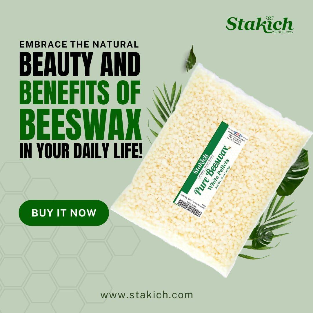 Pellets de Cera de Abeja Pura Stakich 0.45 kg Grado Cosmético