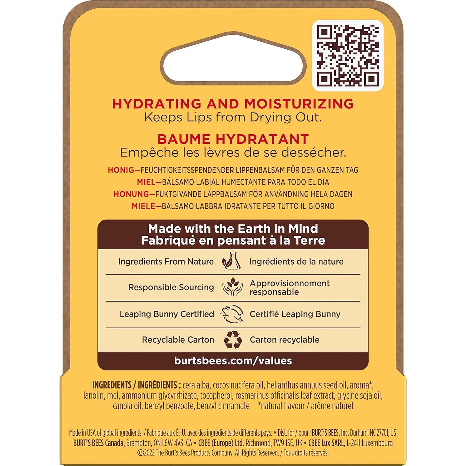 Bálsamo Labial Hidratante Burt's Bees Miel 4.57g Natural