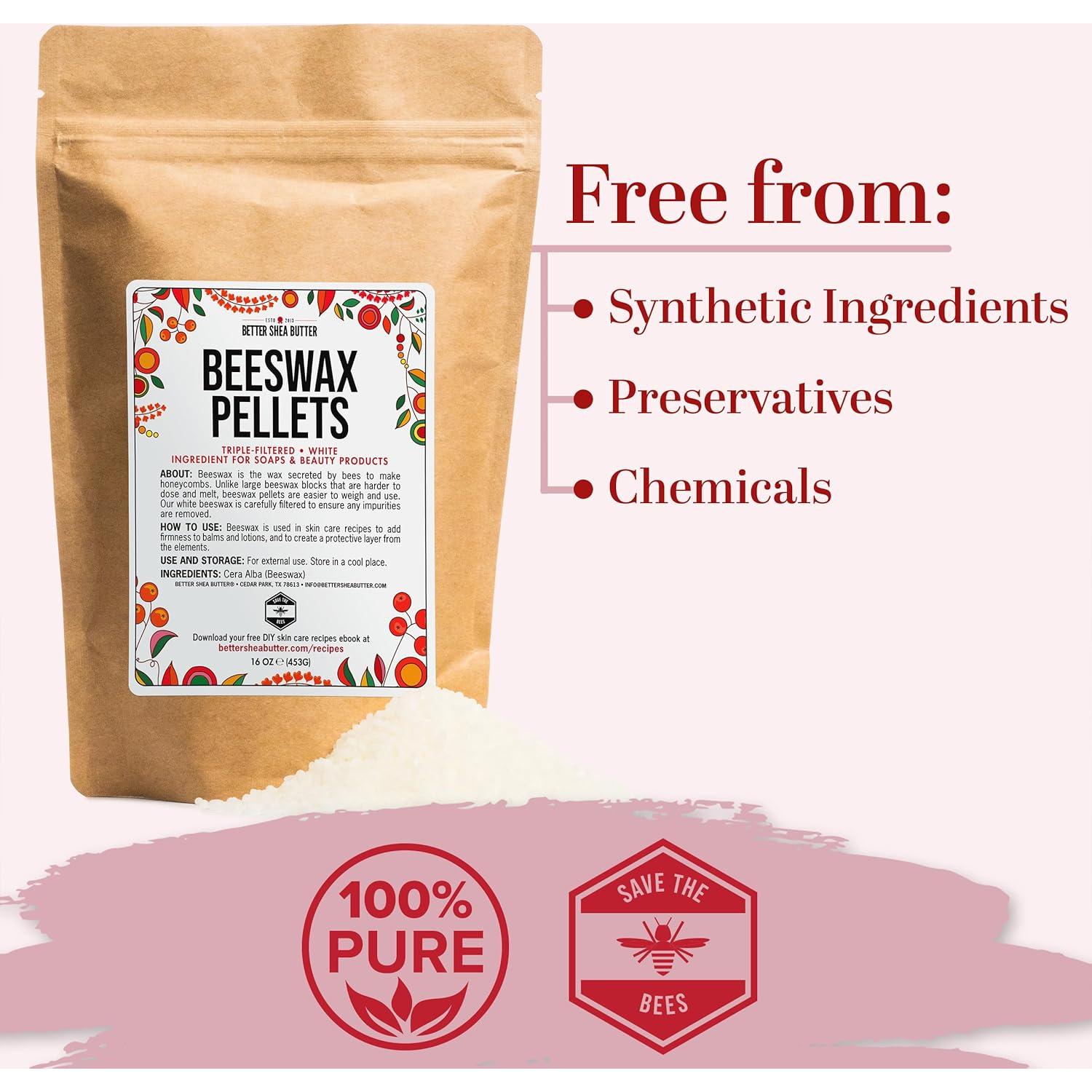 Pellets de Cera de Abeja Blanca 100% Pura 0.45 kg - Better Shea Butter