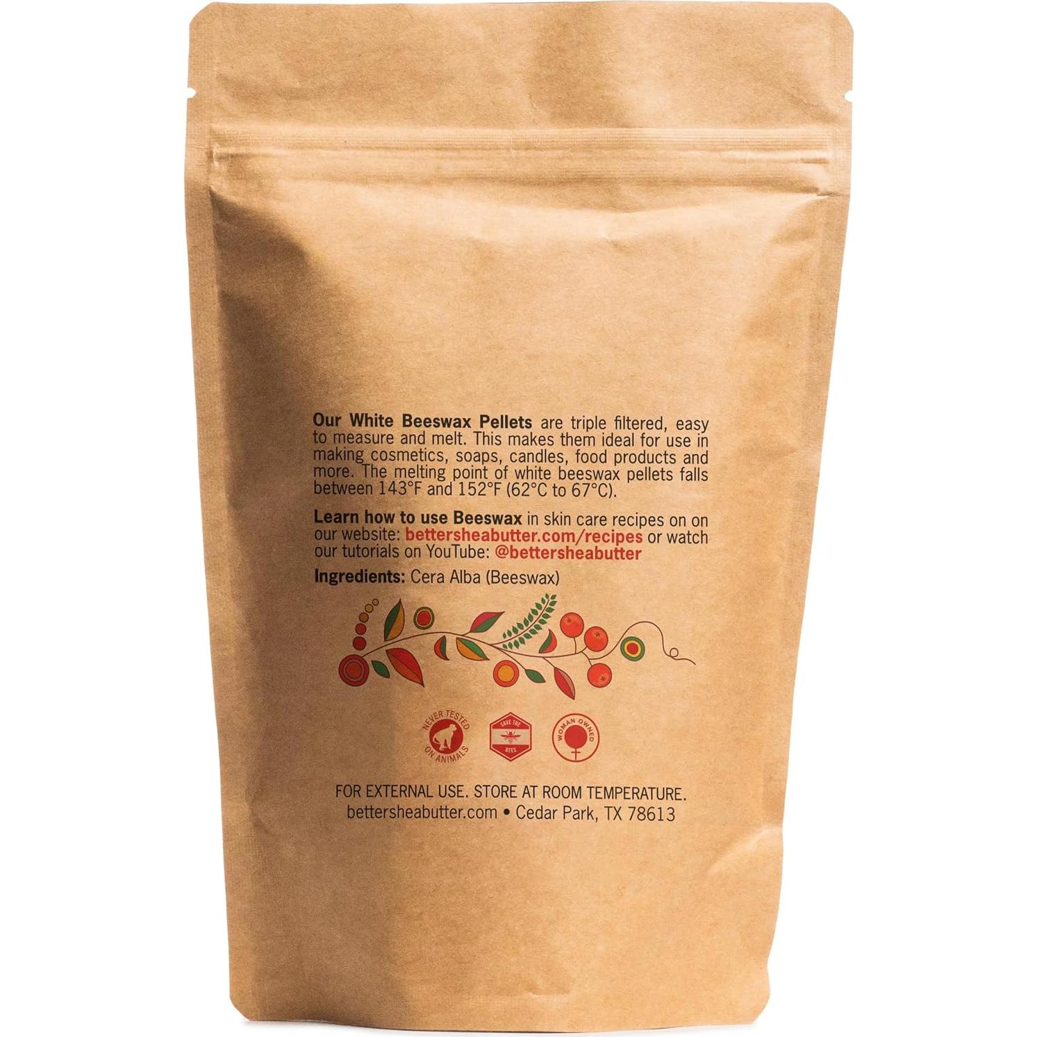 Pellets de Cera de Abeja Blanca 100% Pura 0.45 kg - Better Shea Butter