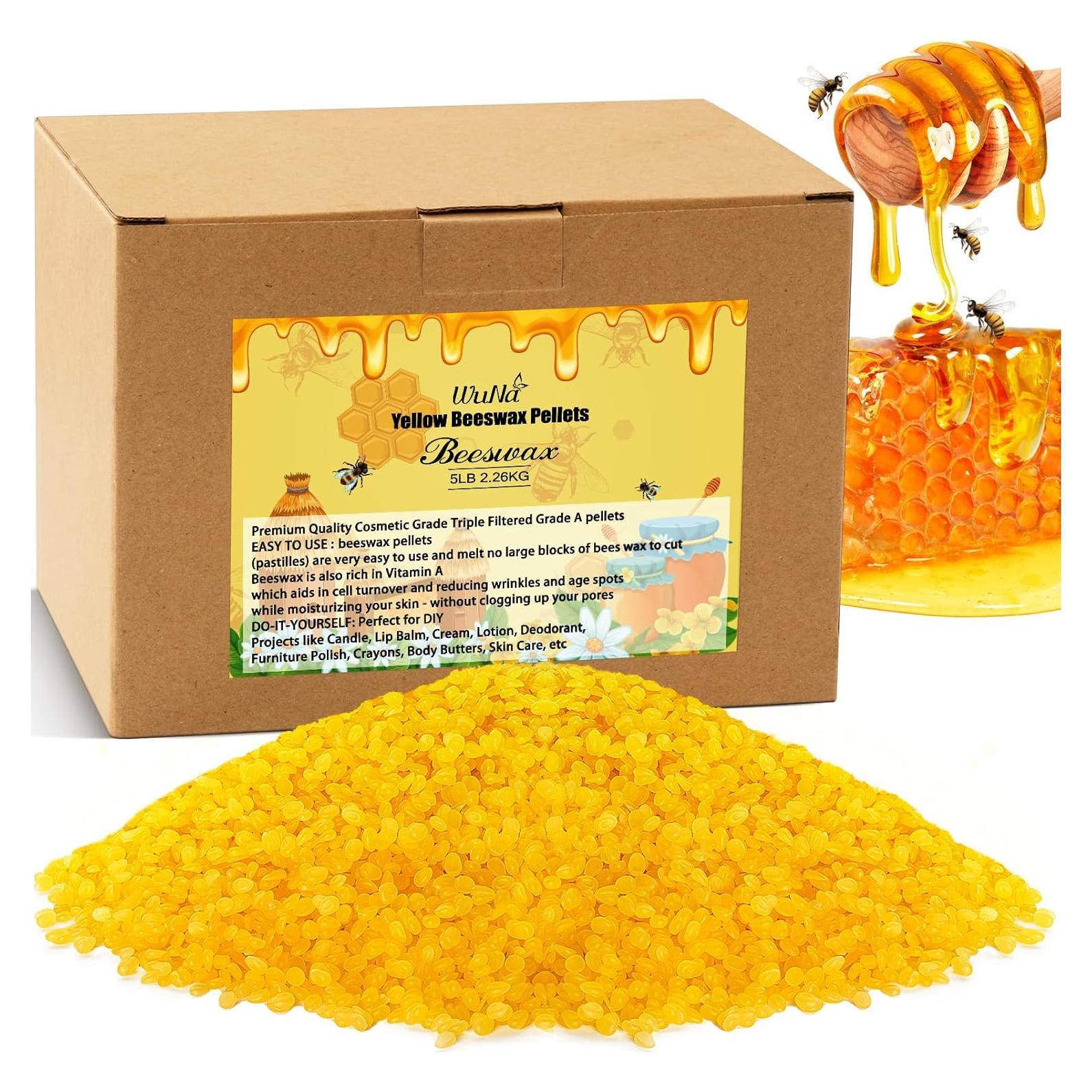 Gránulos de Cera de Abeja Amarilla WuNa 2.25 kg Grado Alimenticio